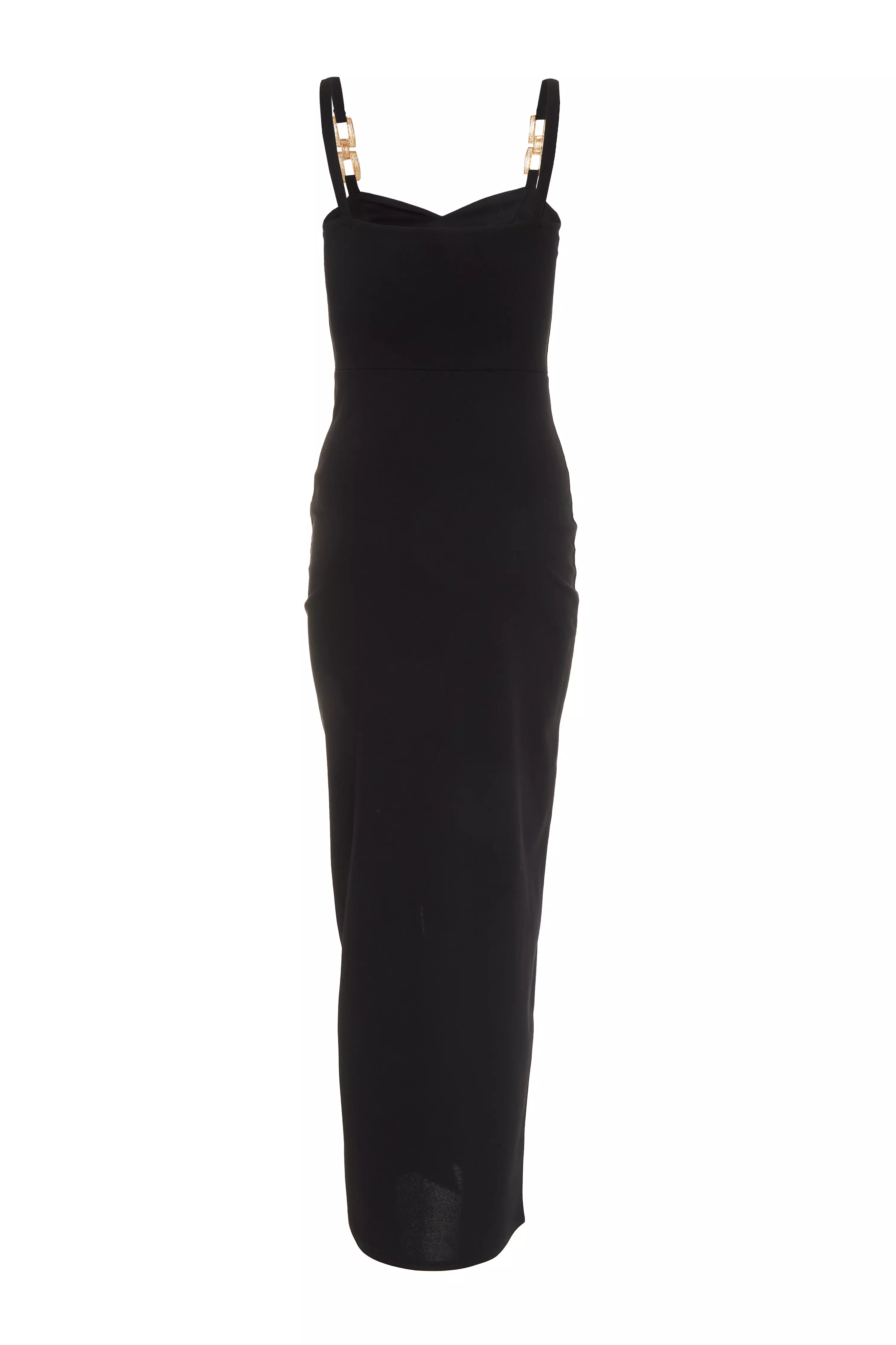 Black Buckle Strap Maxi Dress - QUIZ Clothing