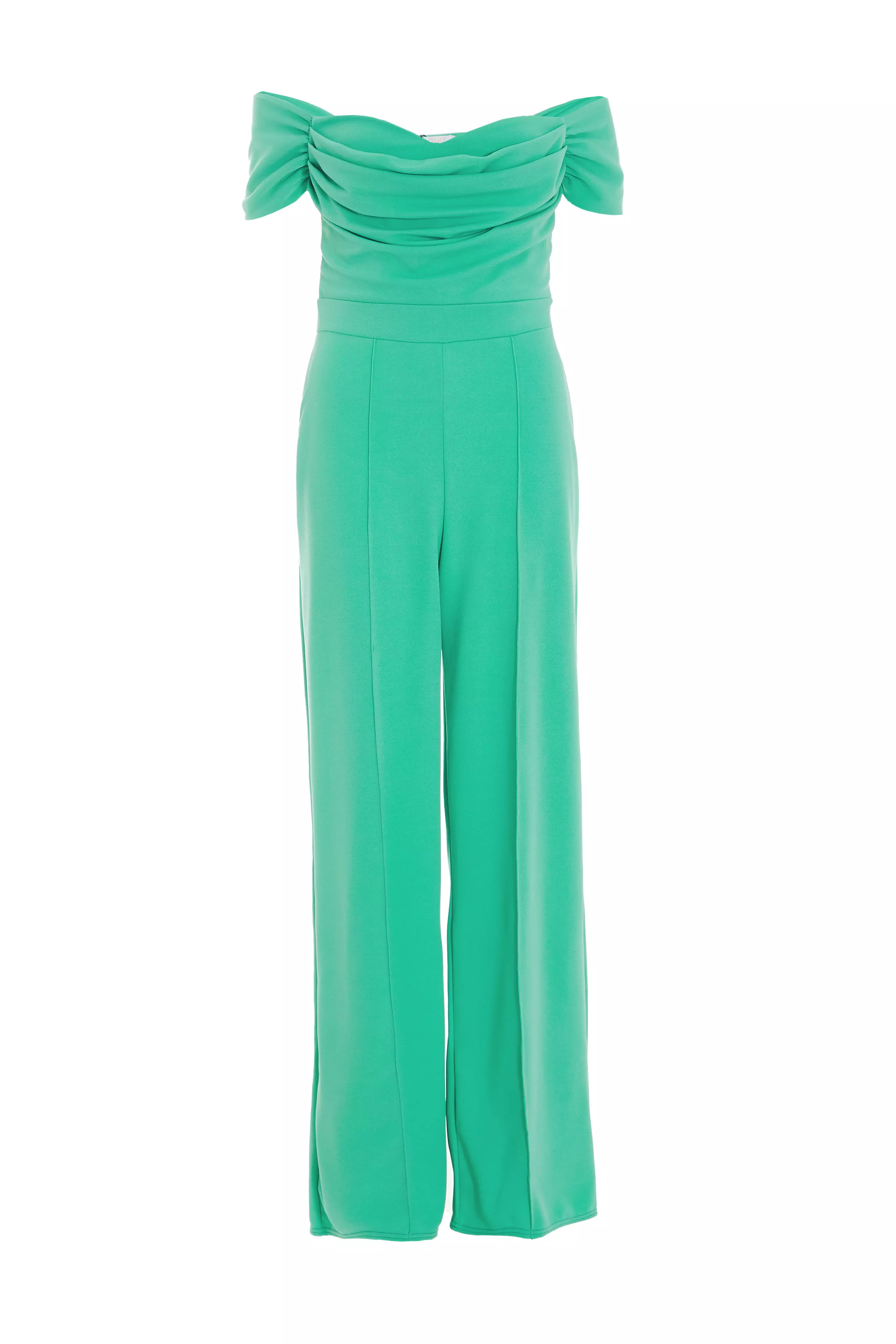 Green Bardot Palazzo Jumpsuit QUIZ Clothing