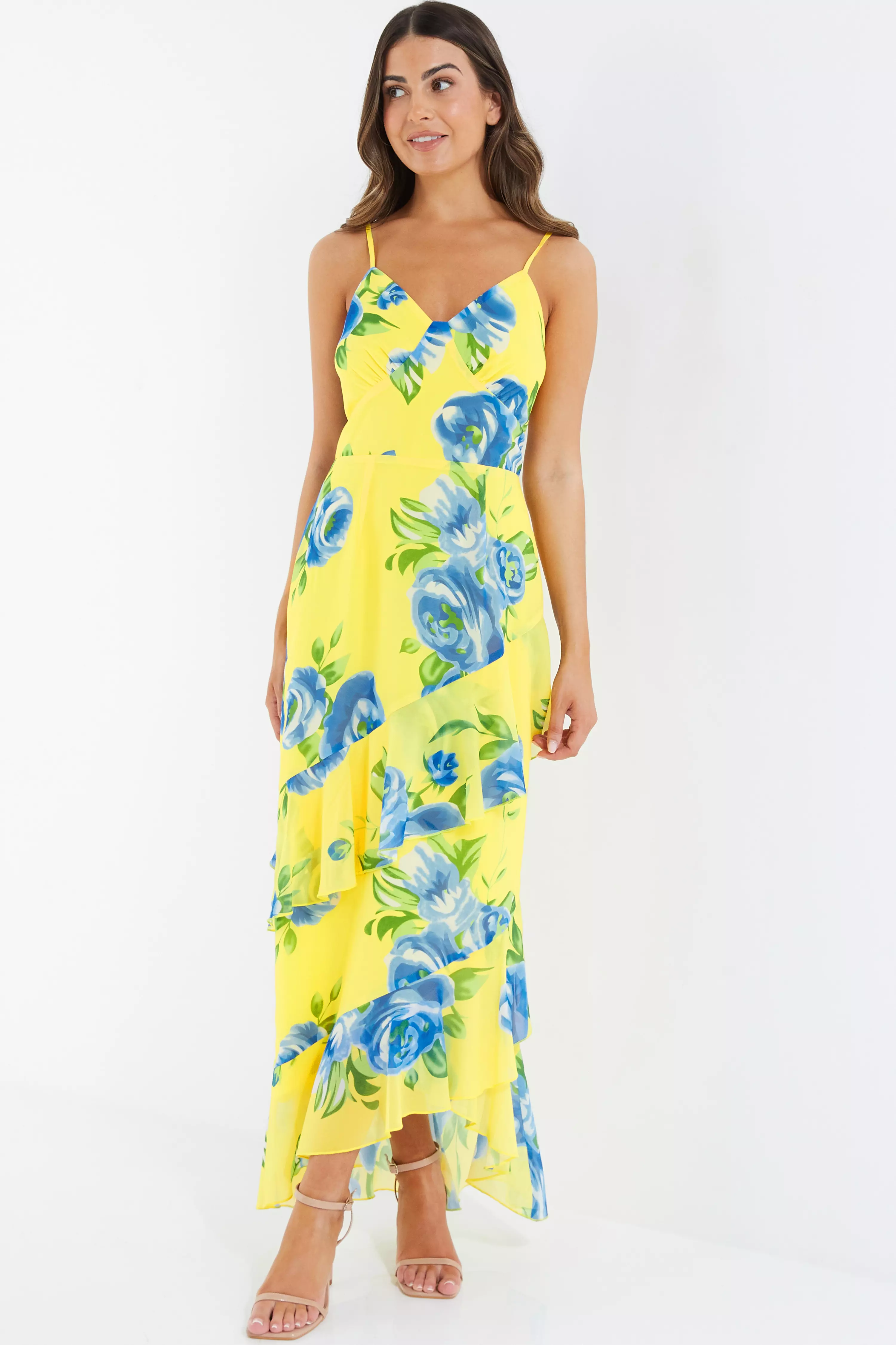 Petite Yellow Floral Midaxi Dress QUIZ Clothing