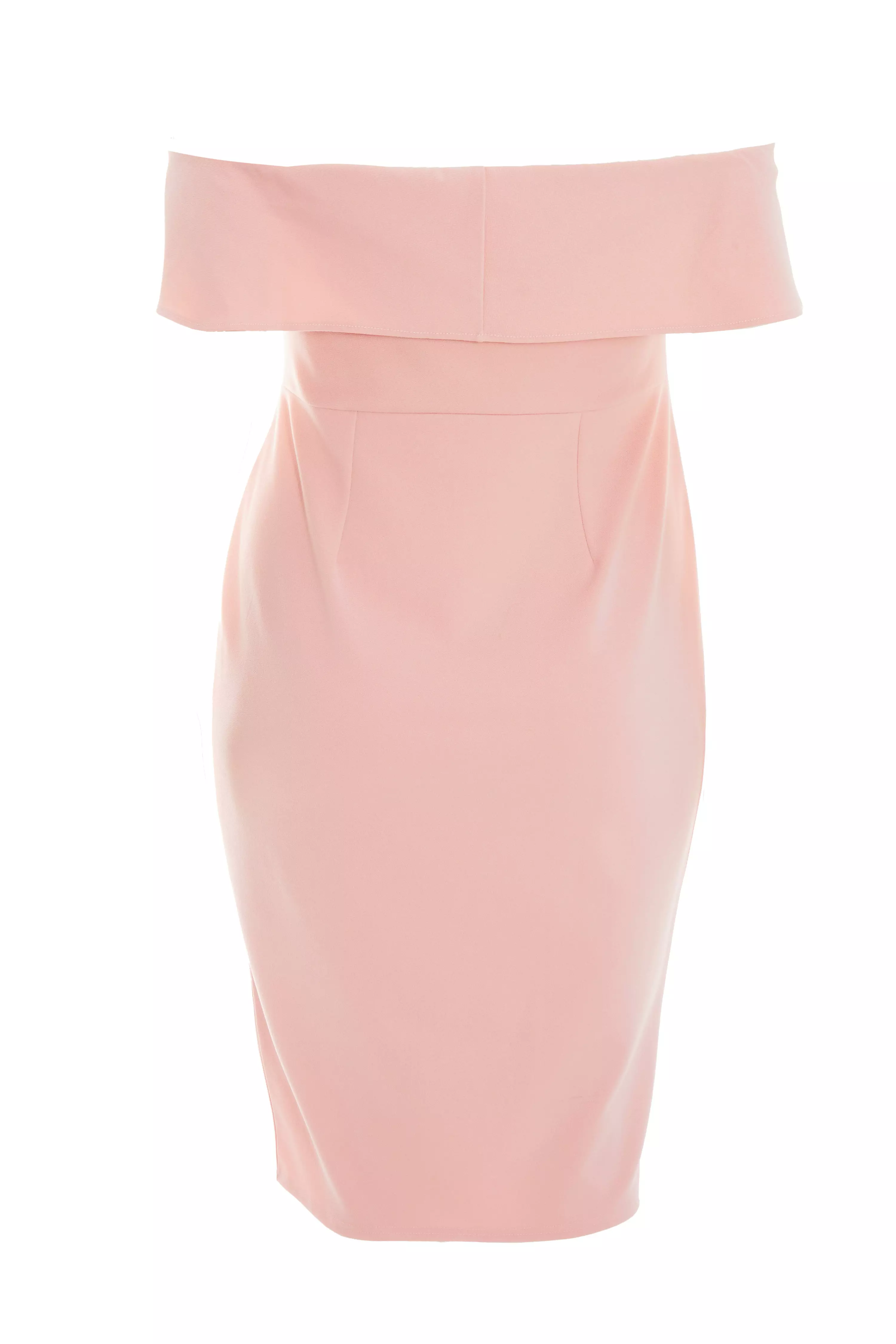 Curve Pink Ruched Bardot Midi Dress QUIZ Clothing