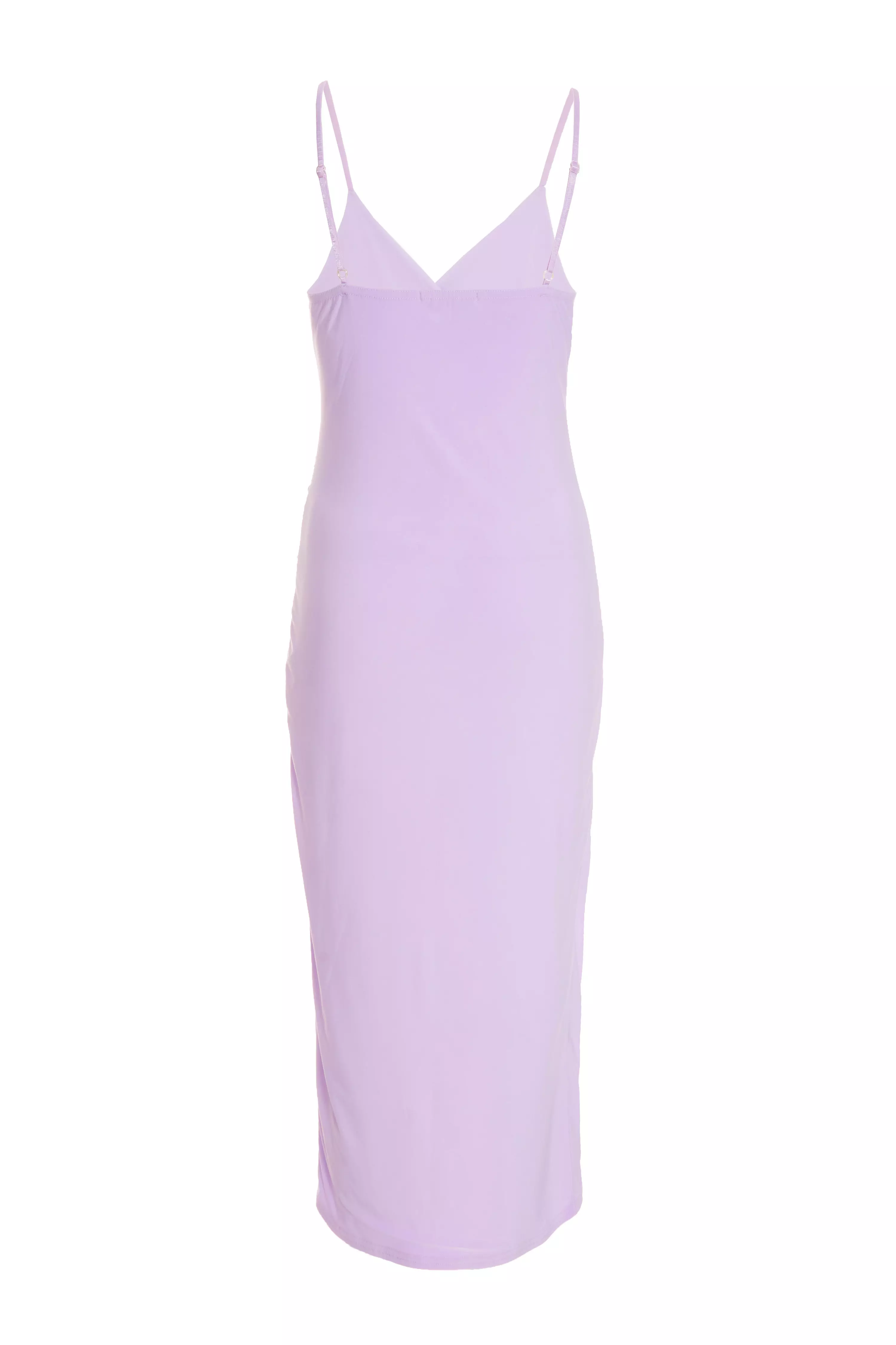 Lilac Wrap Ruched Midi Dress - QUIZ Clothing