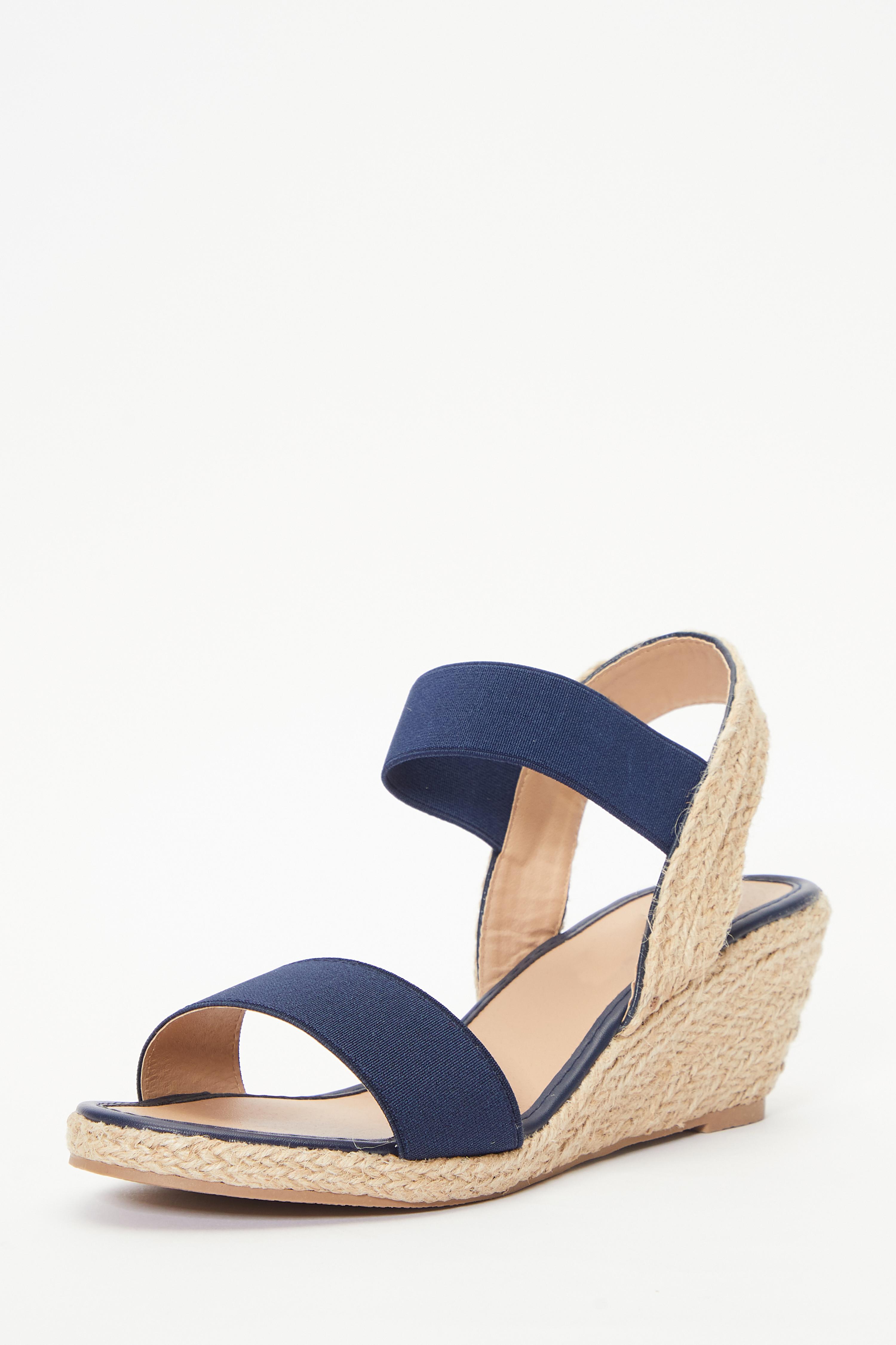 Navy Low Wedge Sandals QUIZ Clothing