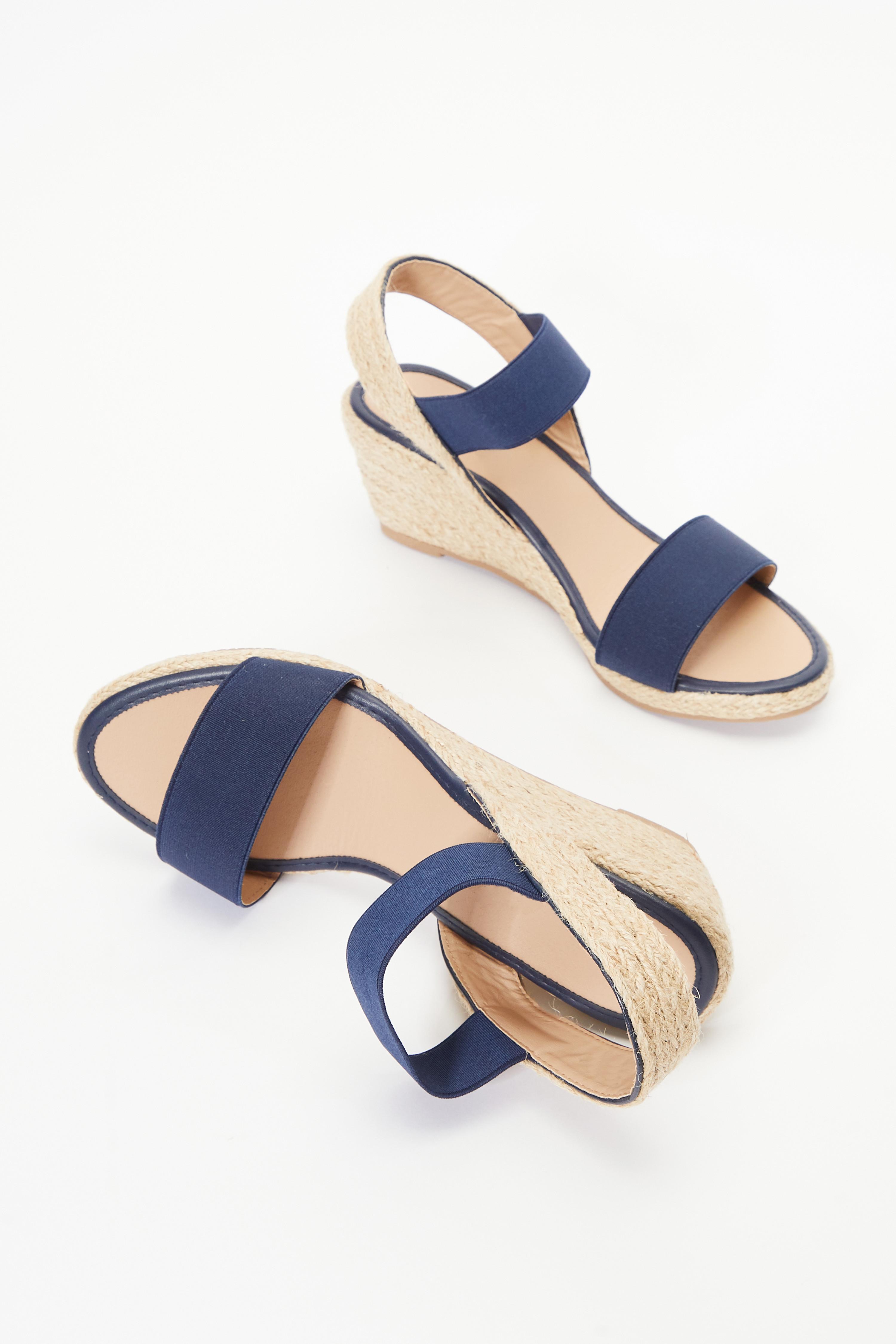 Navy low hotsell wedge sandals uk