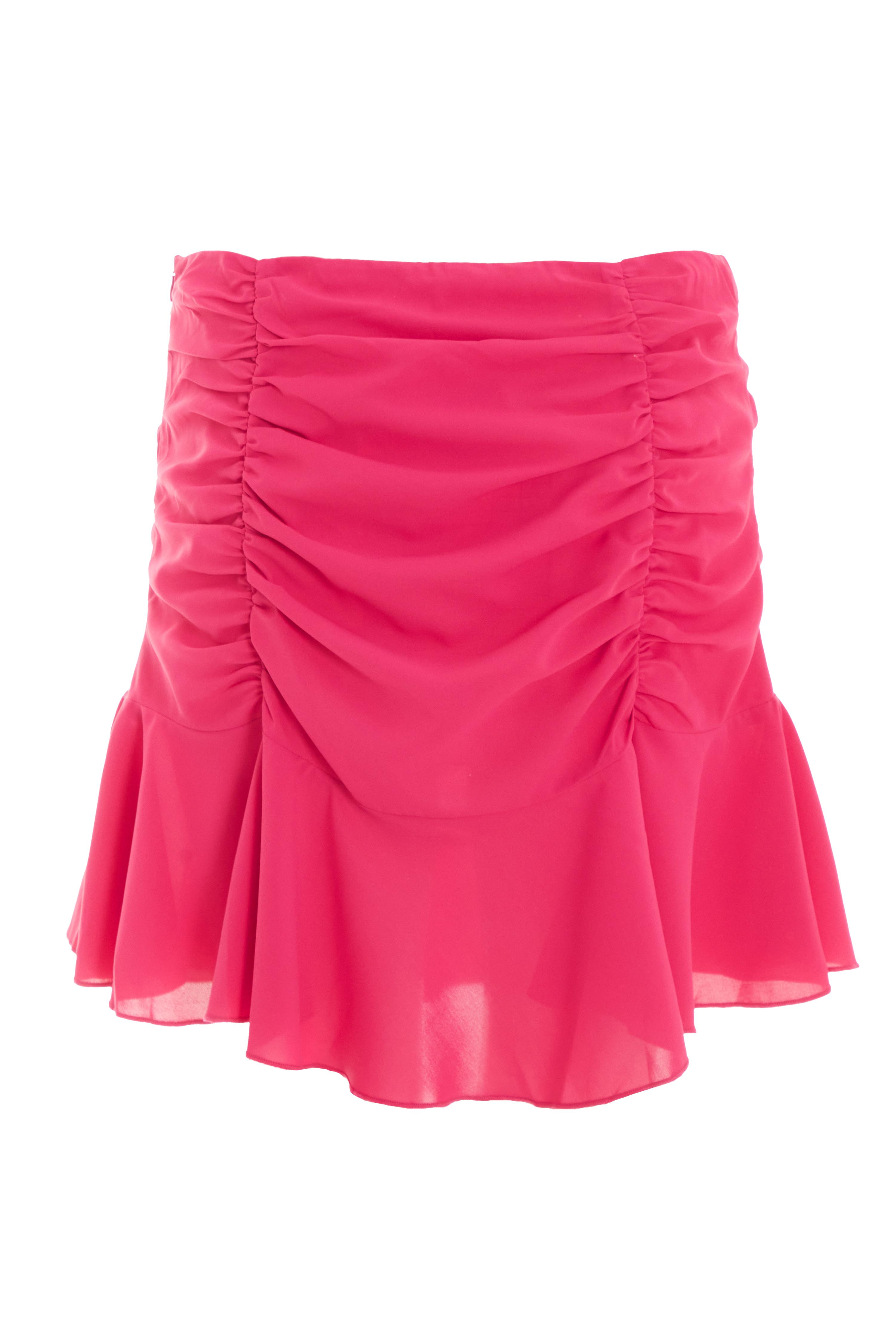 Pink ruched mini skirt hotsell