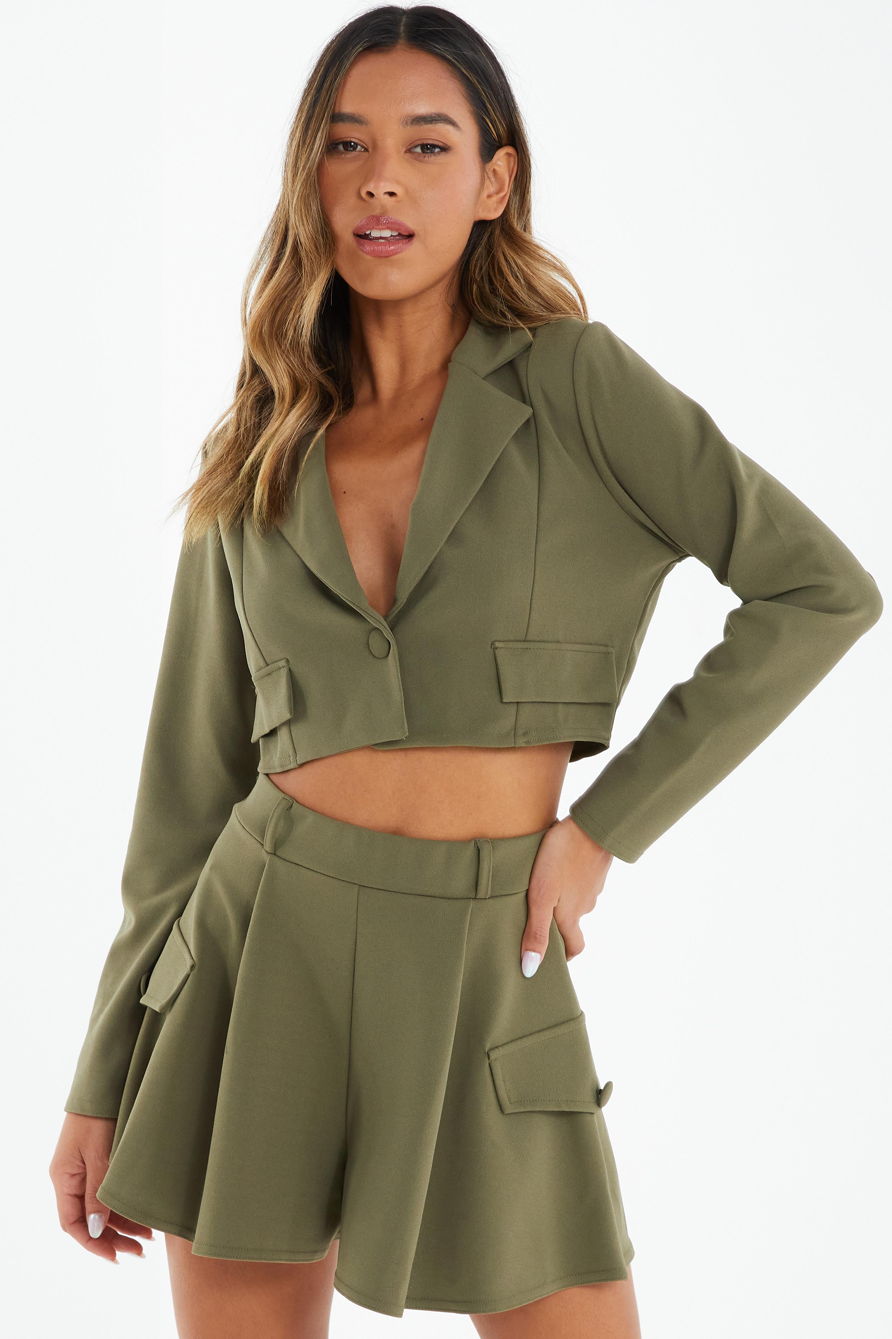 Khaki Cropped Blazer
