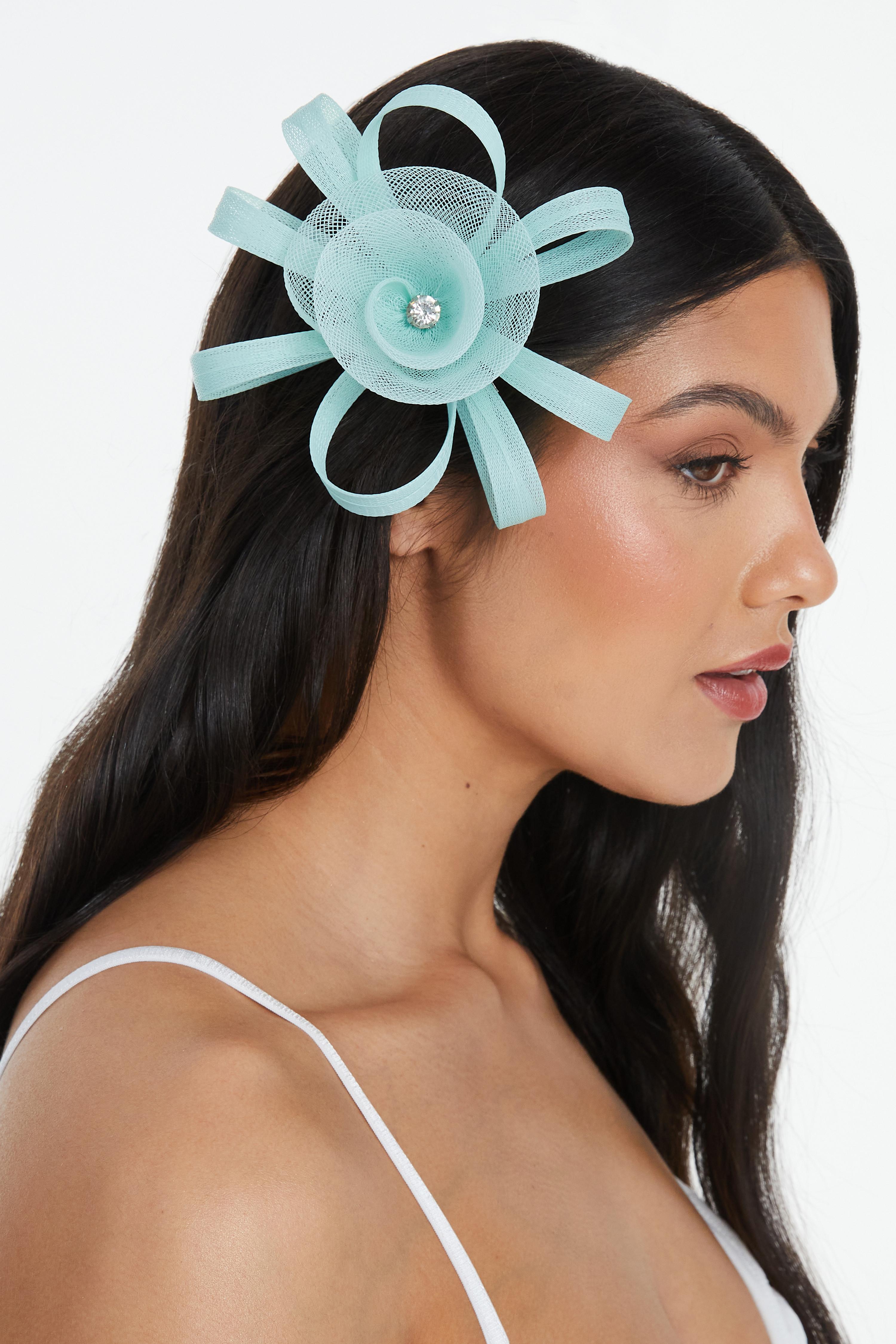 Aqua Blue Loop Flower Fascinator