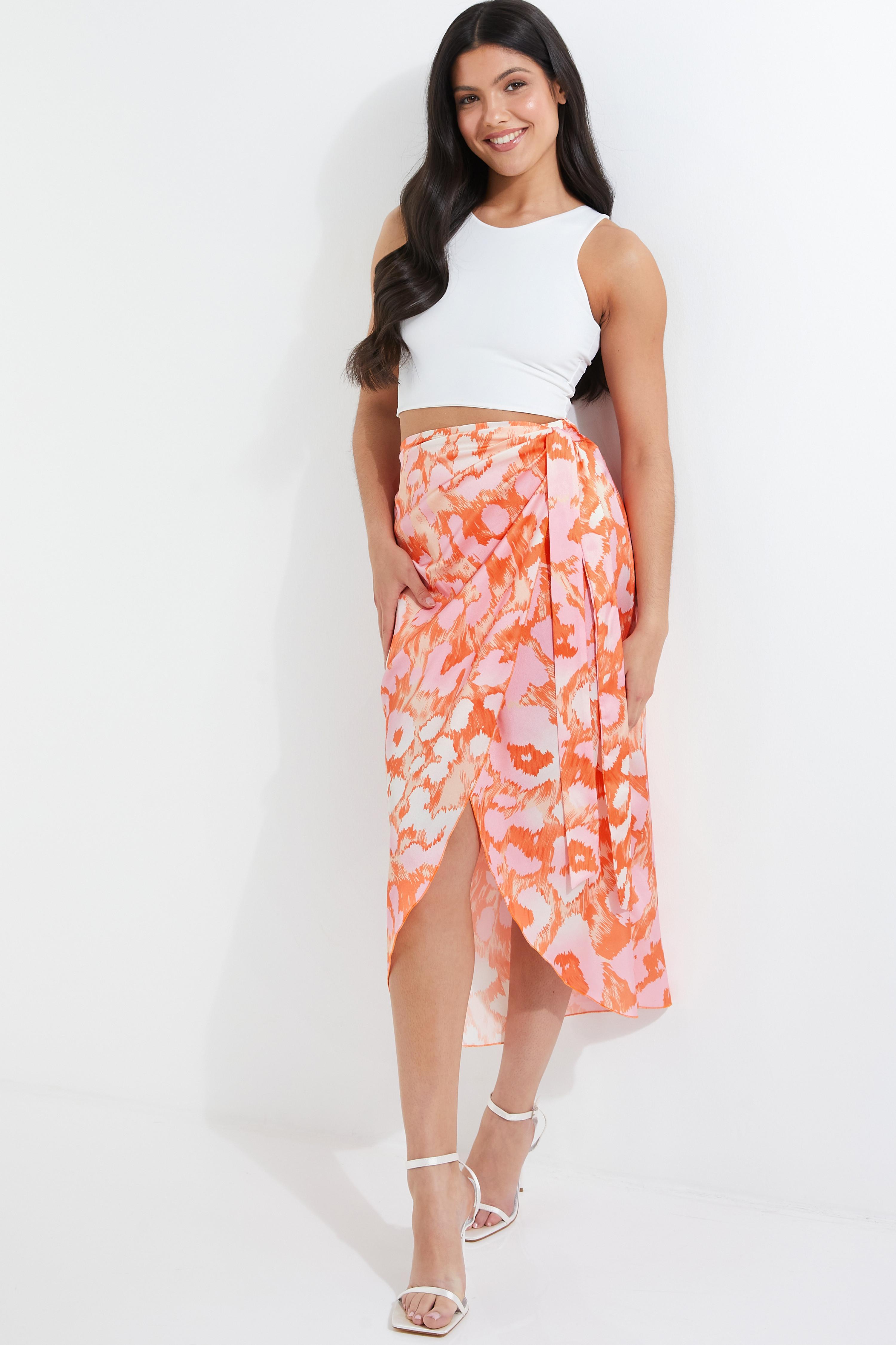 Orange leopard clearance skirt