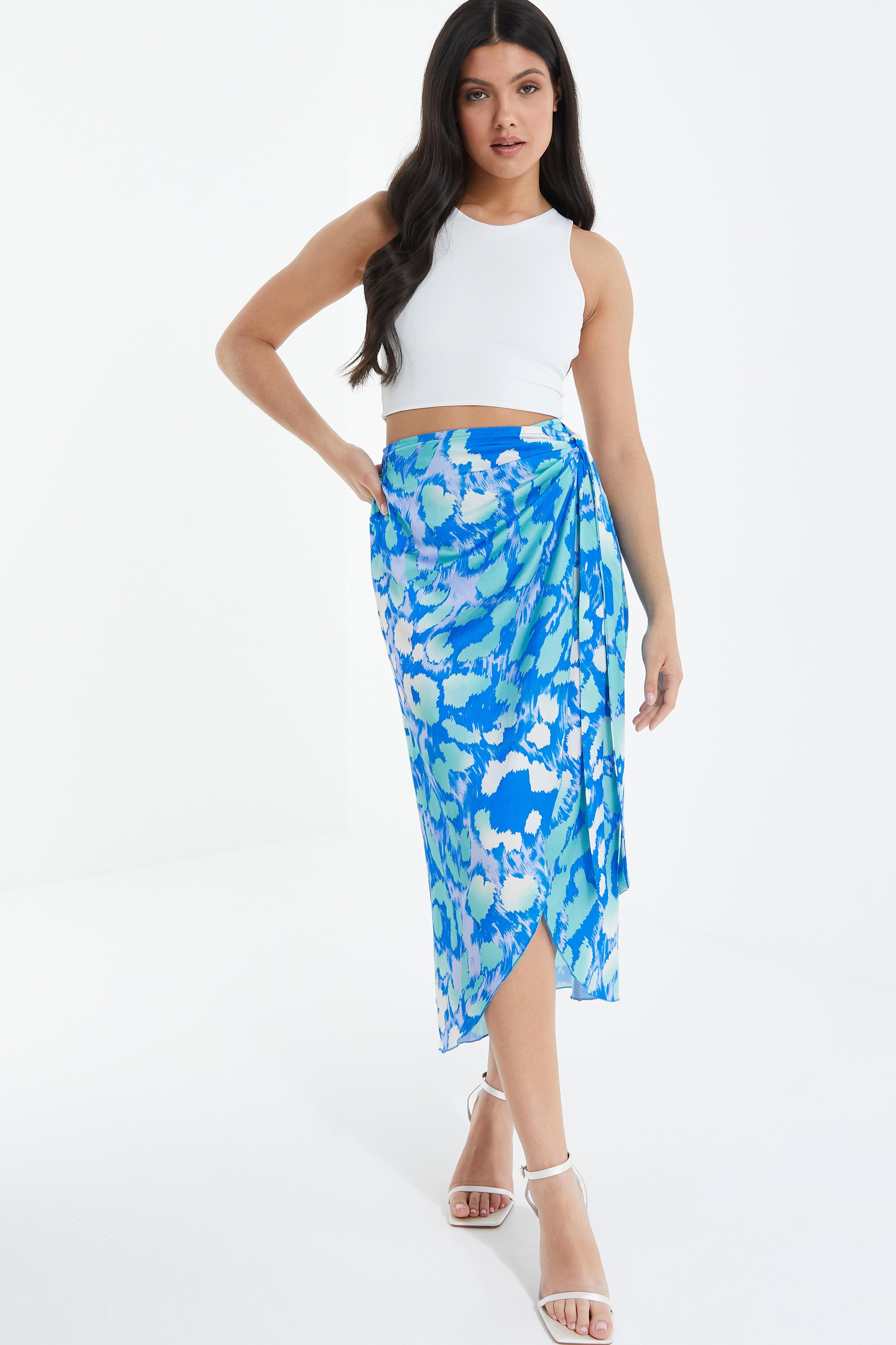 Leopard print skirt clearance blue