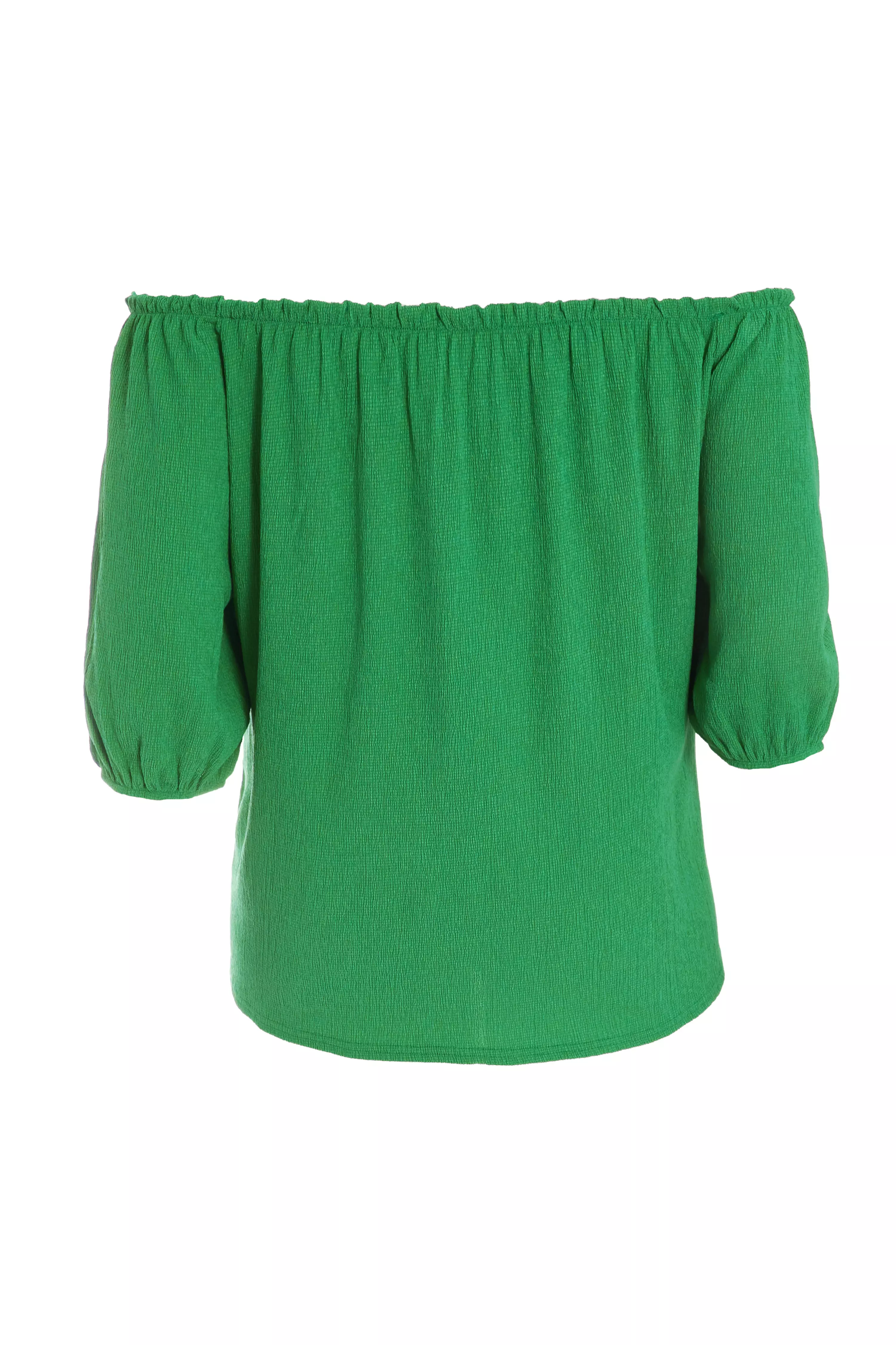 Curve Green Bardot Crinkle Top - QUIZ Clothing