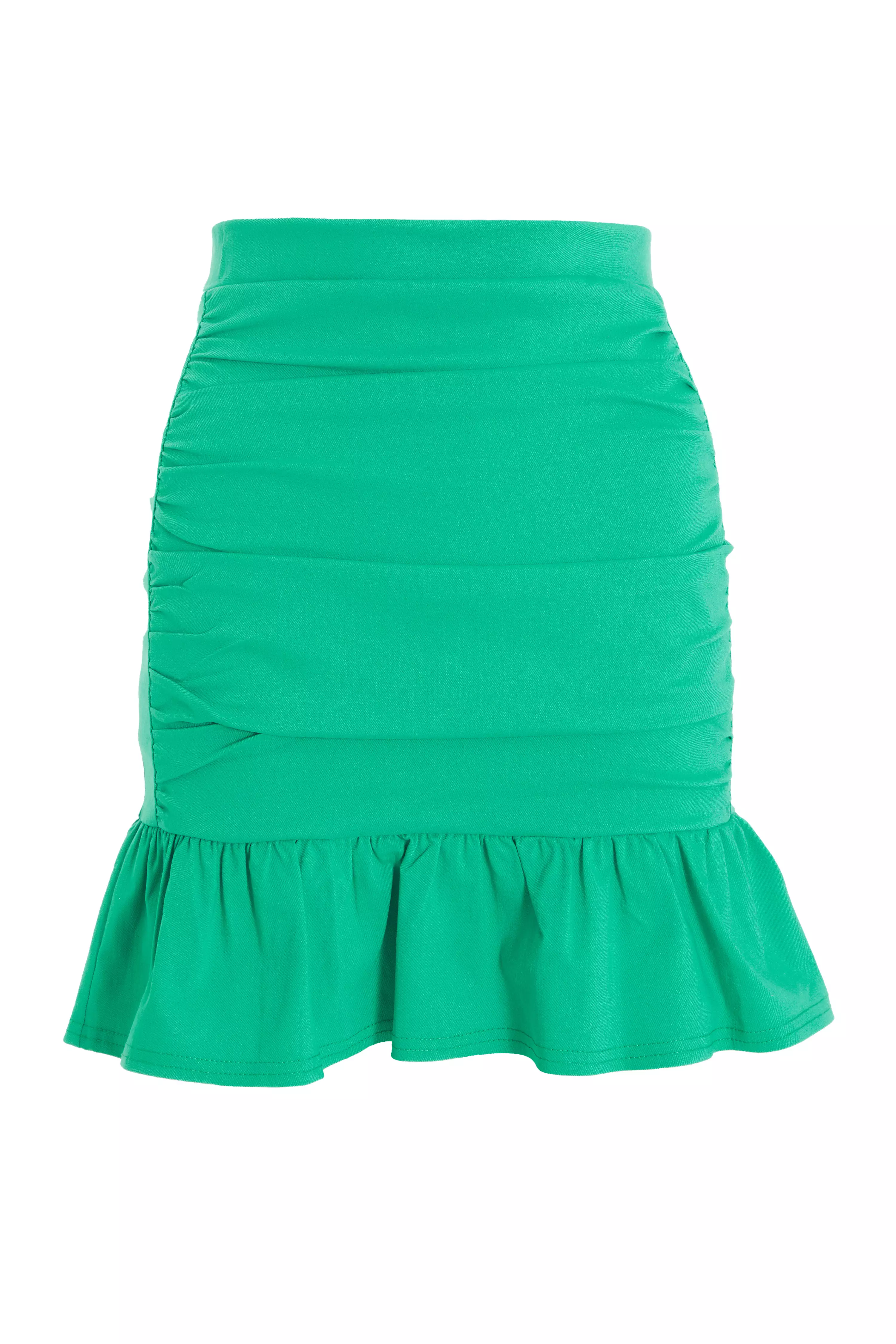 Jade Green Ruched Mini Skirt - QUIZ Clothing