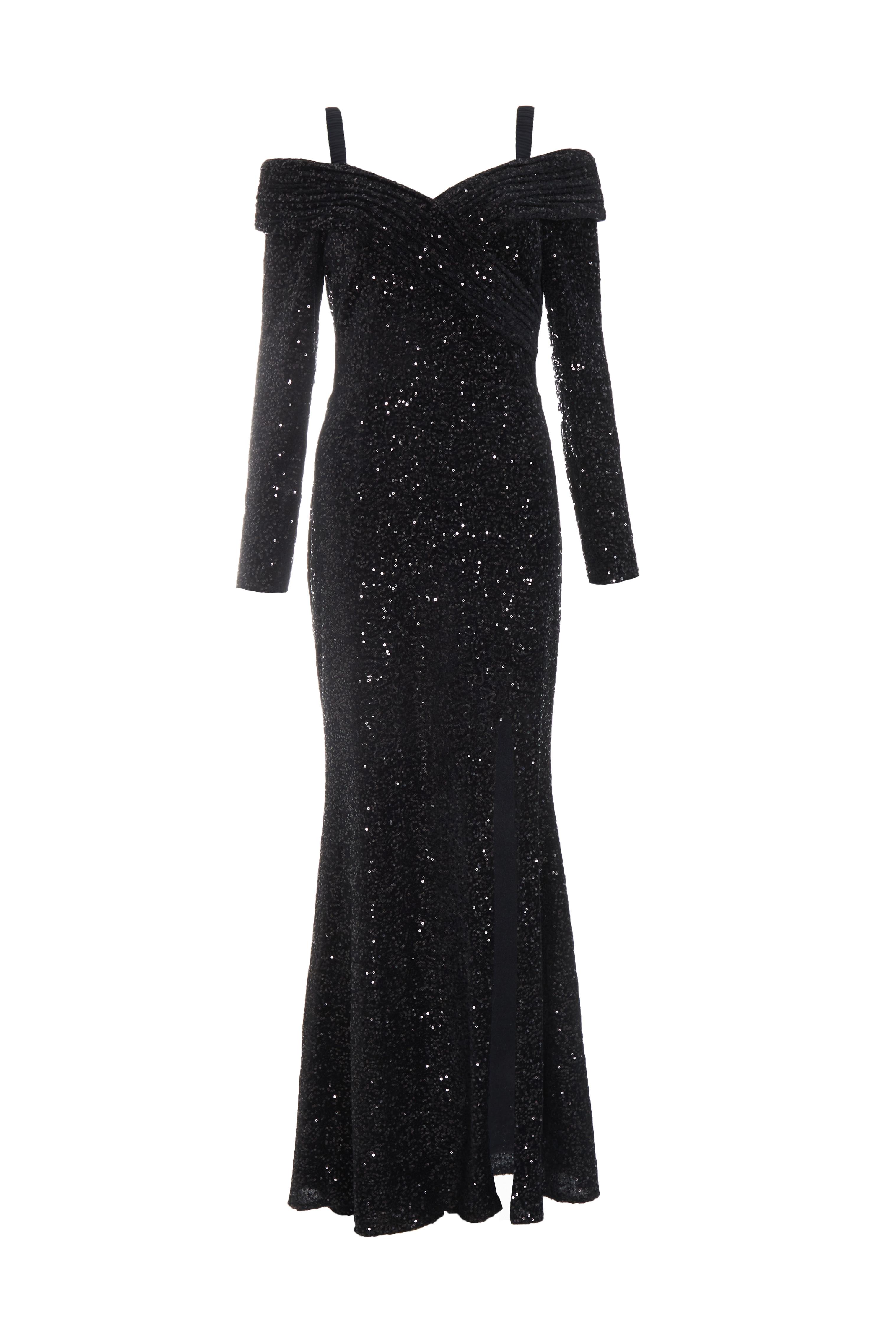 Quiz sequin best sale bardot maxi dress