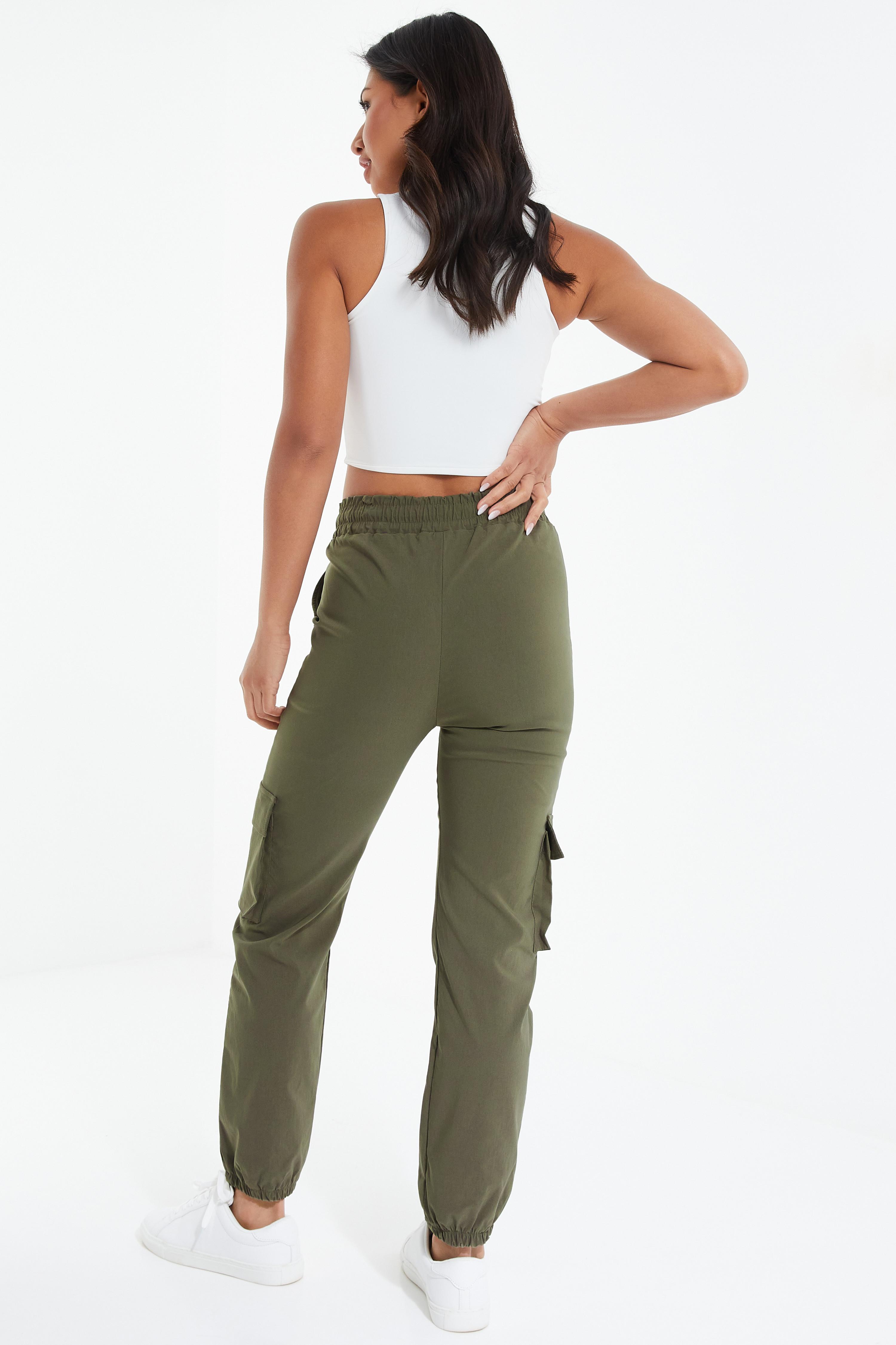 Khaki Tie Waist Cargo Trousers QUIZ Clothing