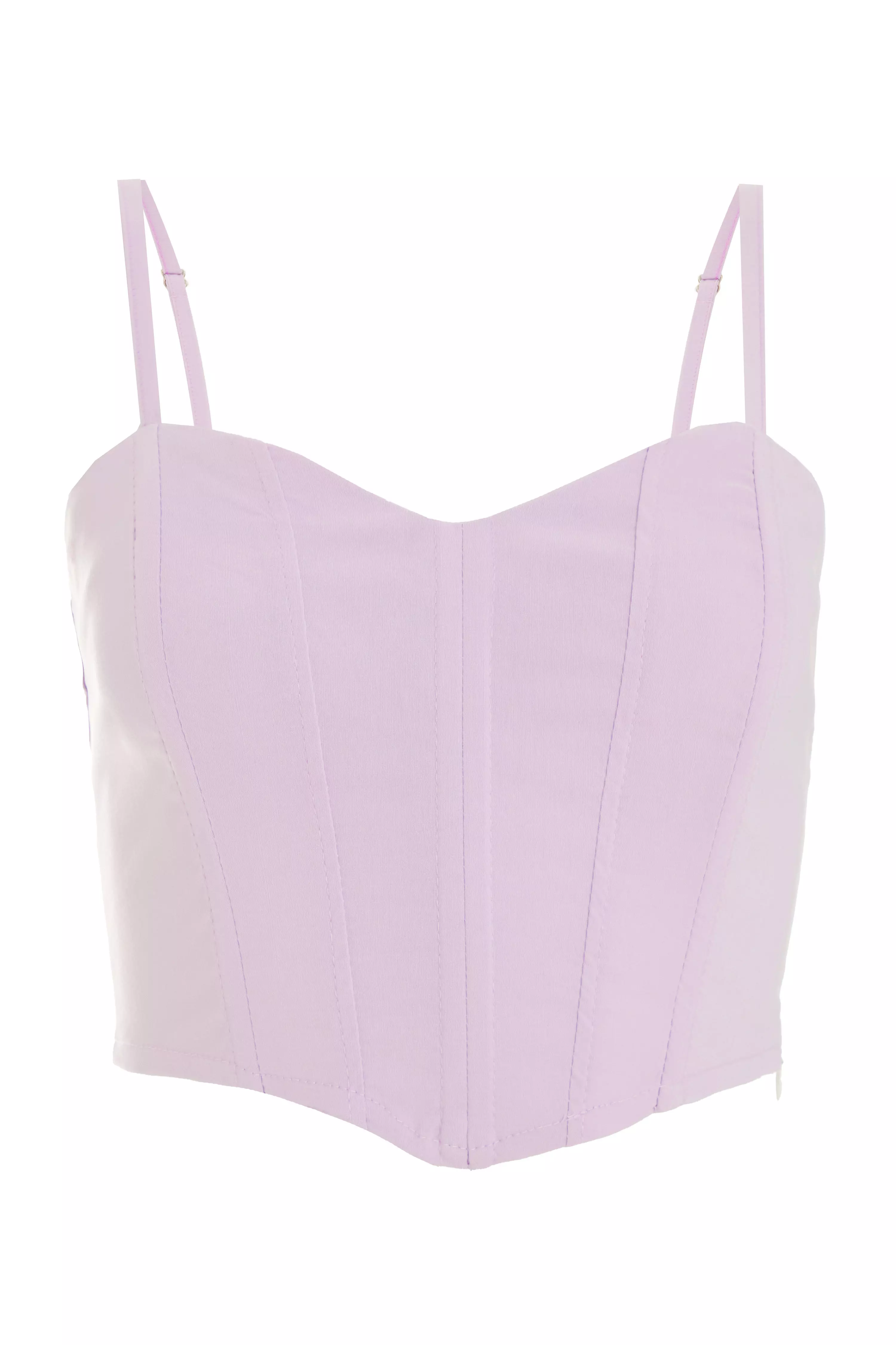 Lilac Cropped Corset Top - QUIZ Clothing