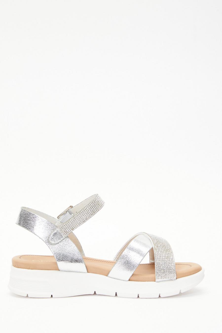 Wide fit best sale silver sandals