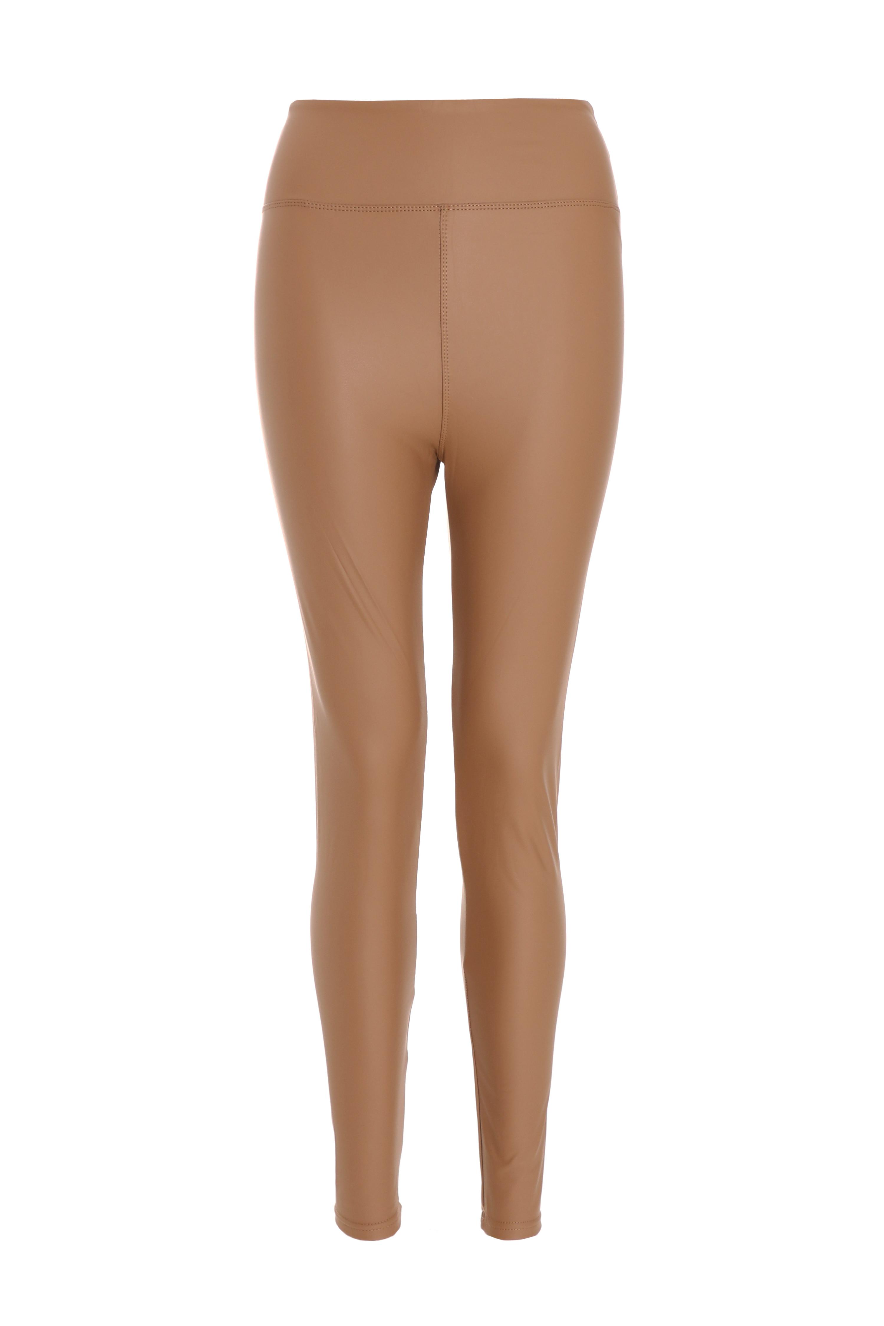 Camel Faux Leather Leggings<!-- --> - <!-- -->QUIZ Clothing