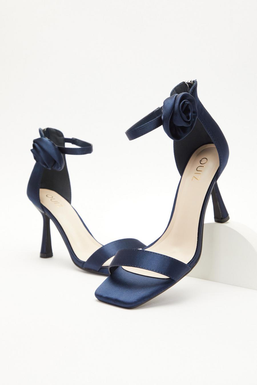 Navy satin sandals hot sale