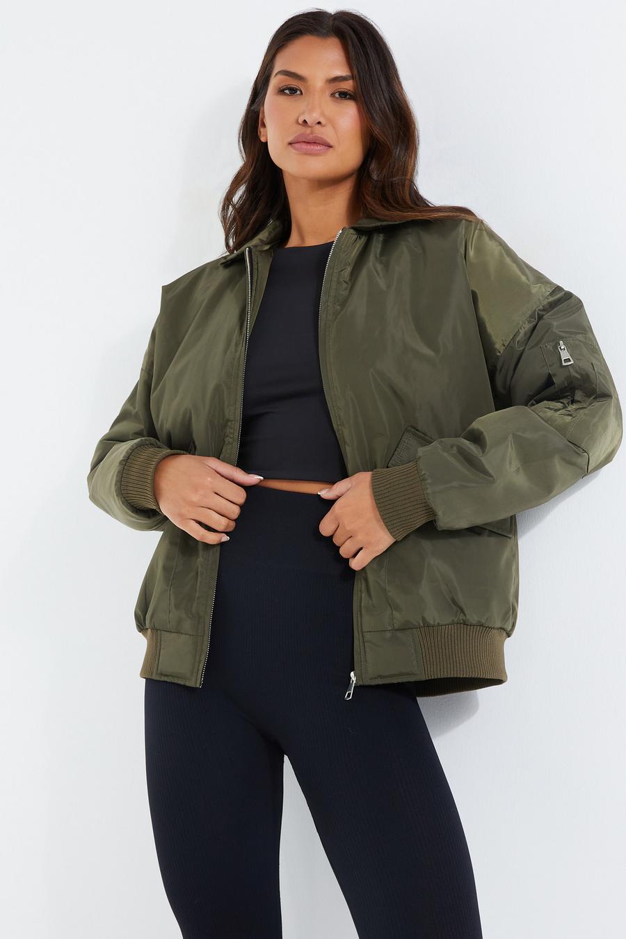 Girls khaki clearance bomber jacket