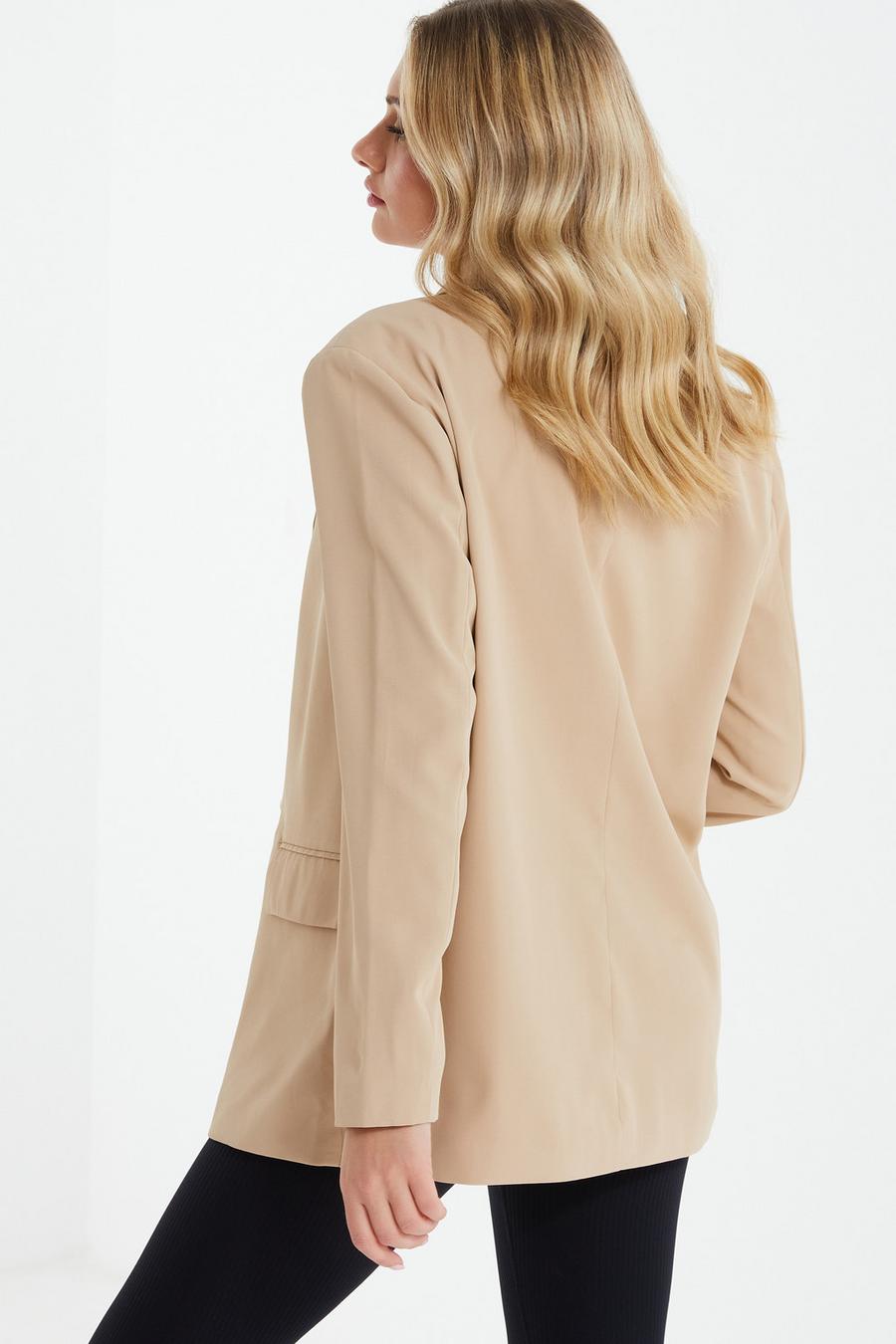 Camel Oversized Tailored Blazer Quiz Clothing