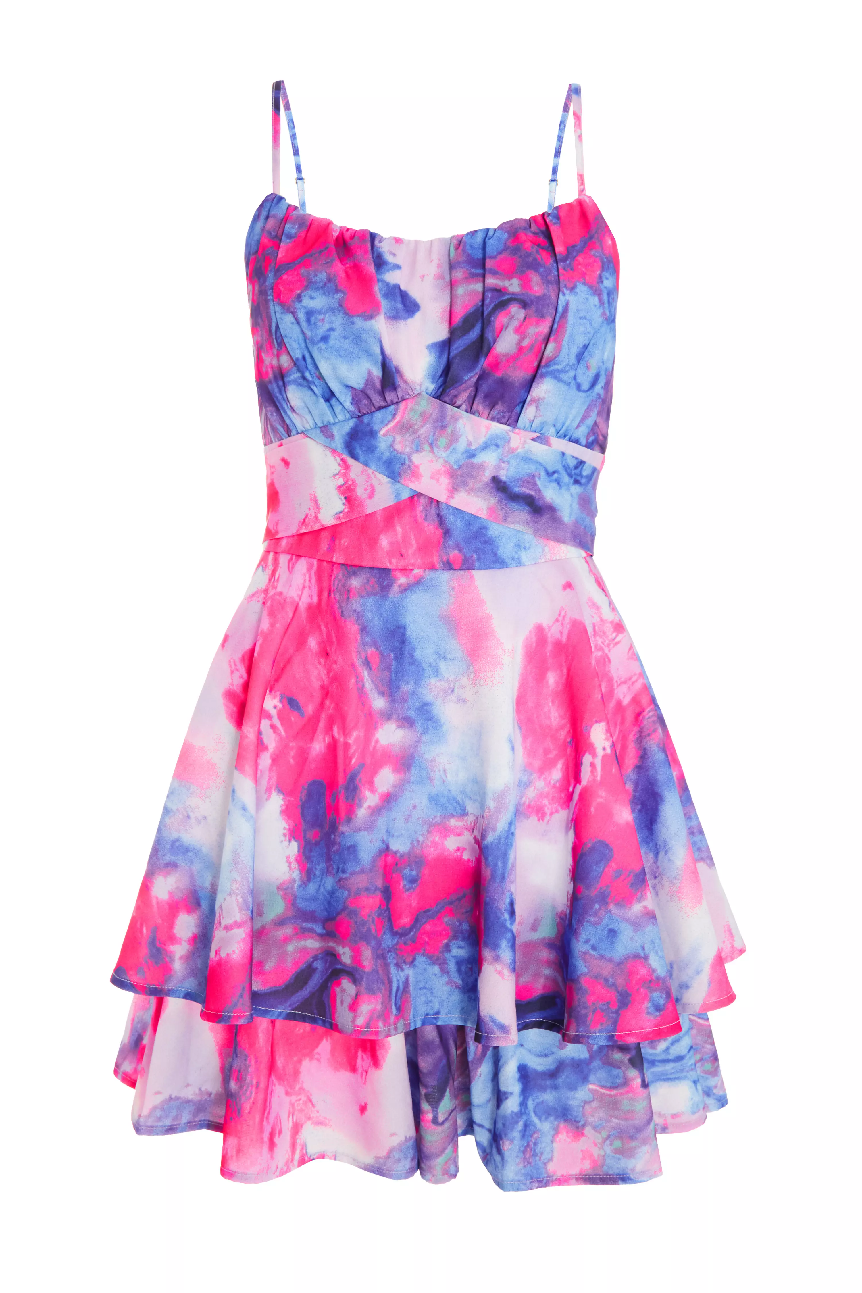 Purple Marble Print Playsuit - QUIZ Clothing