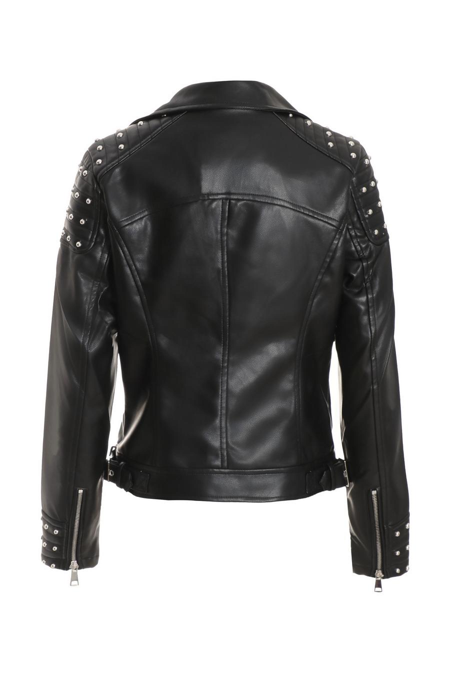 Studded faux leather moto on sale jacket