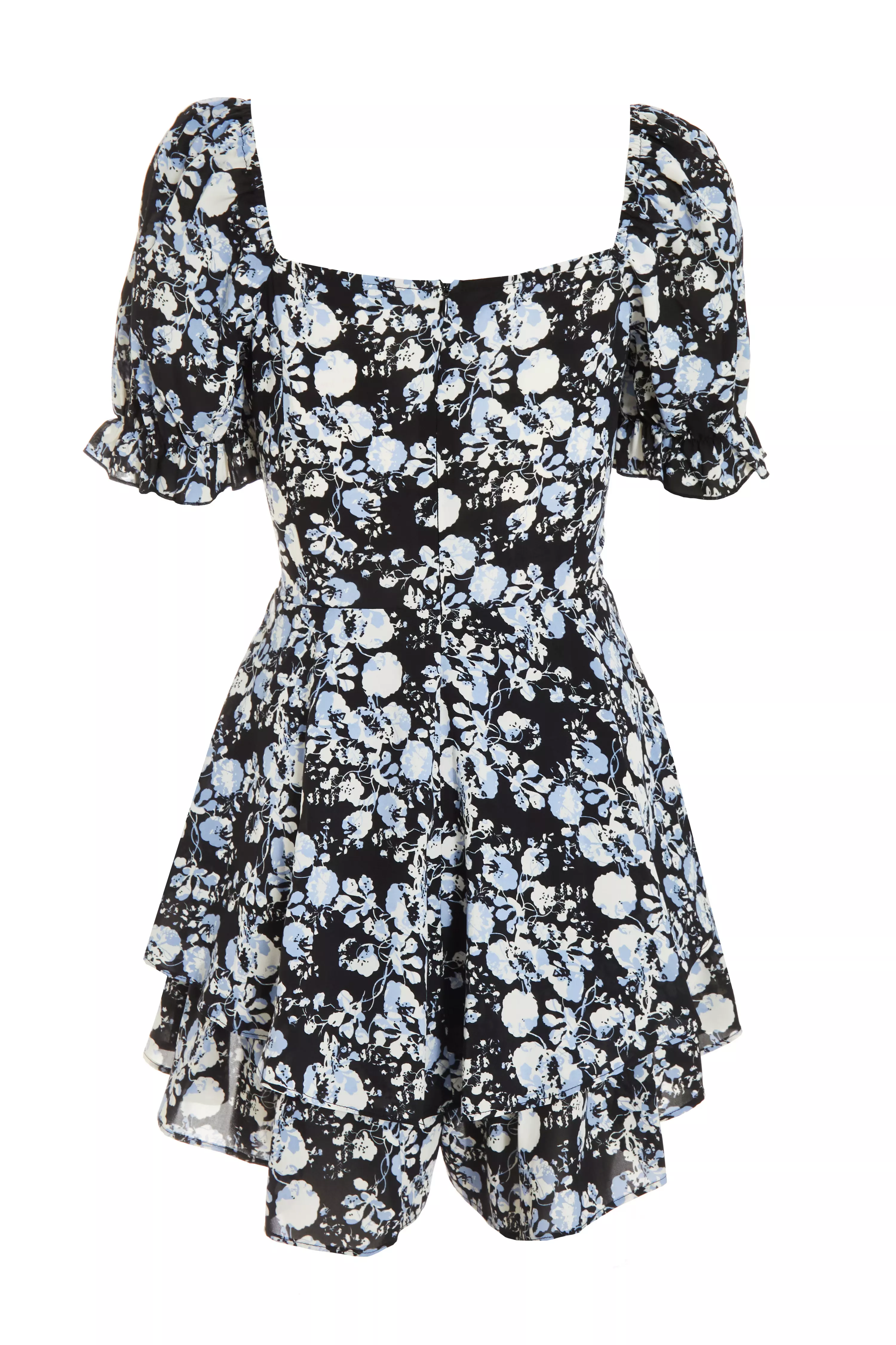 Black Floral Playsuit QUIZ Clothing