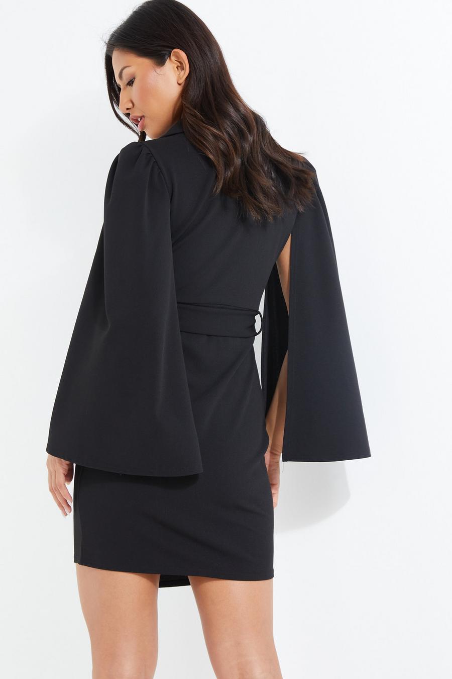 Black Cape Sleeve Midi Dress - Quiz Clothing