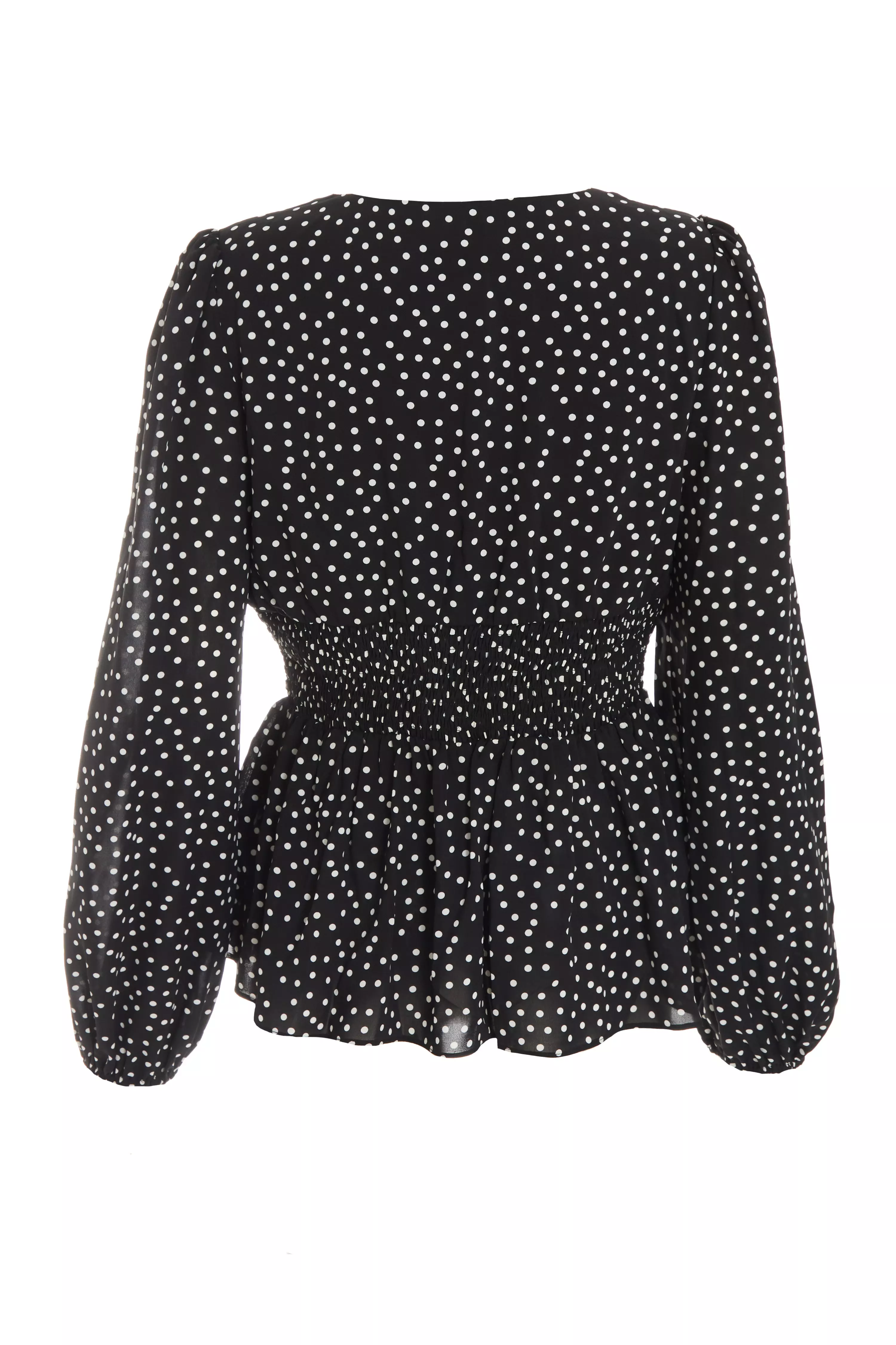 Black Polka Dot Peplum Top - QUIZ Clothing
