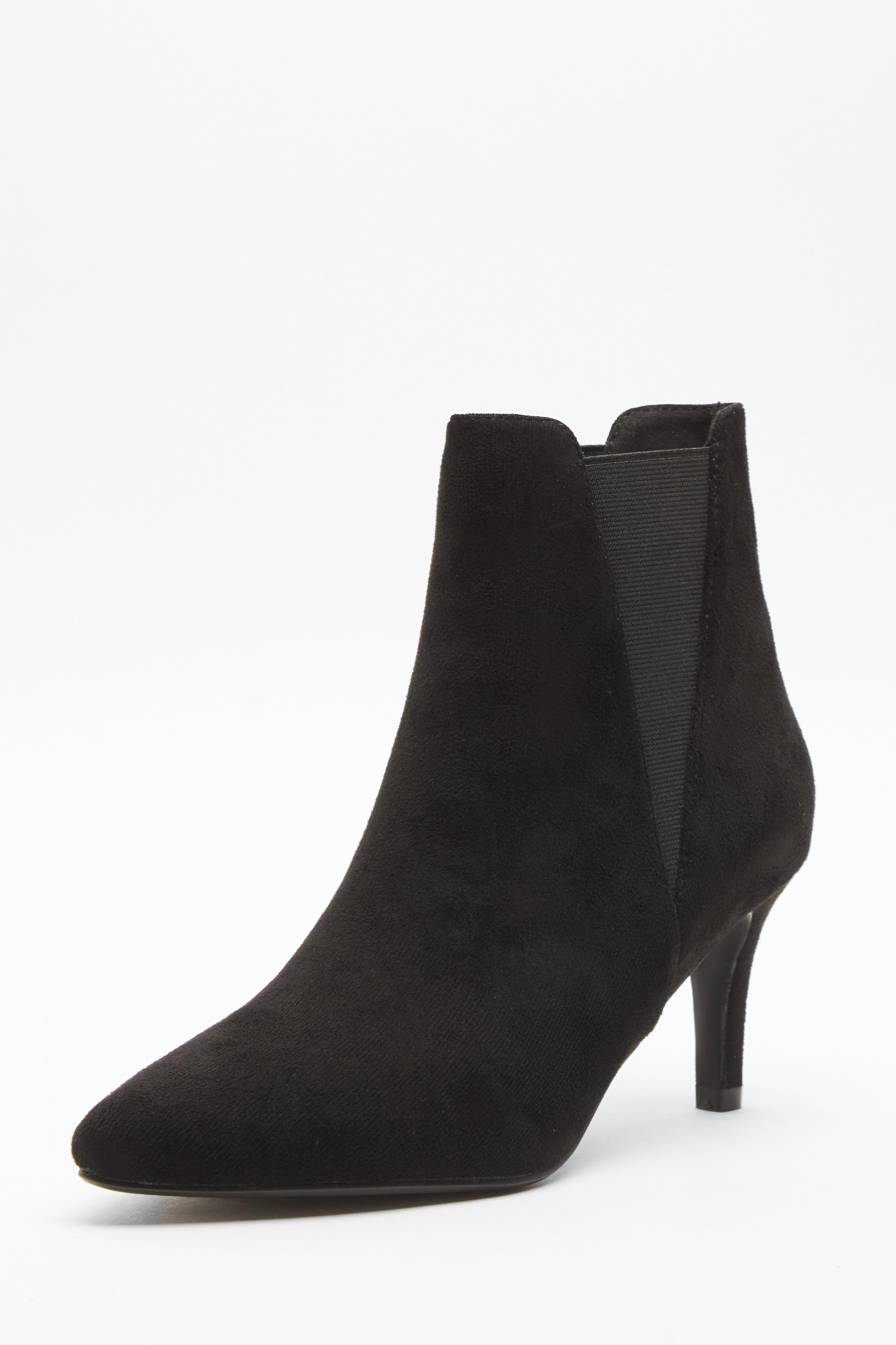 Black Ankle Heeled Stretch Boots QUIZ Clothing