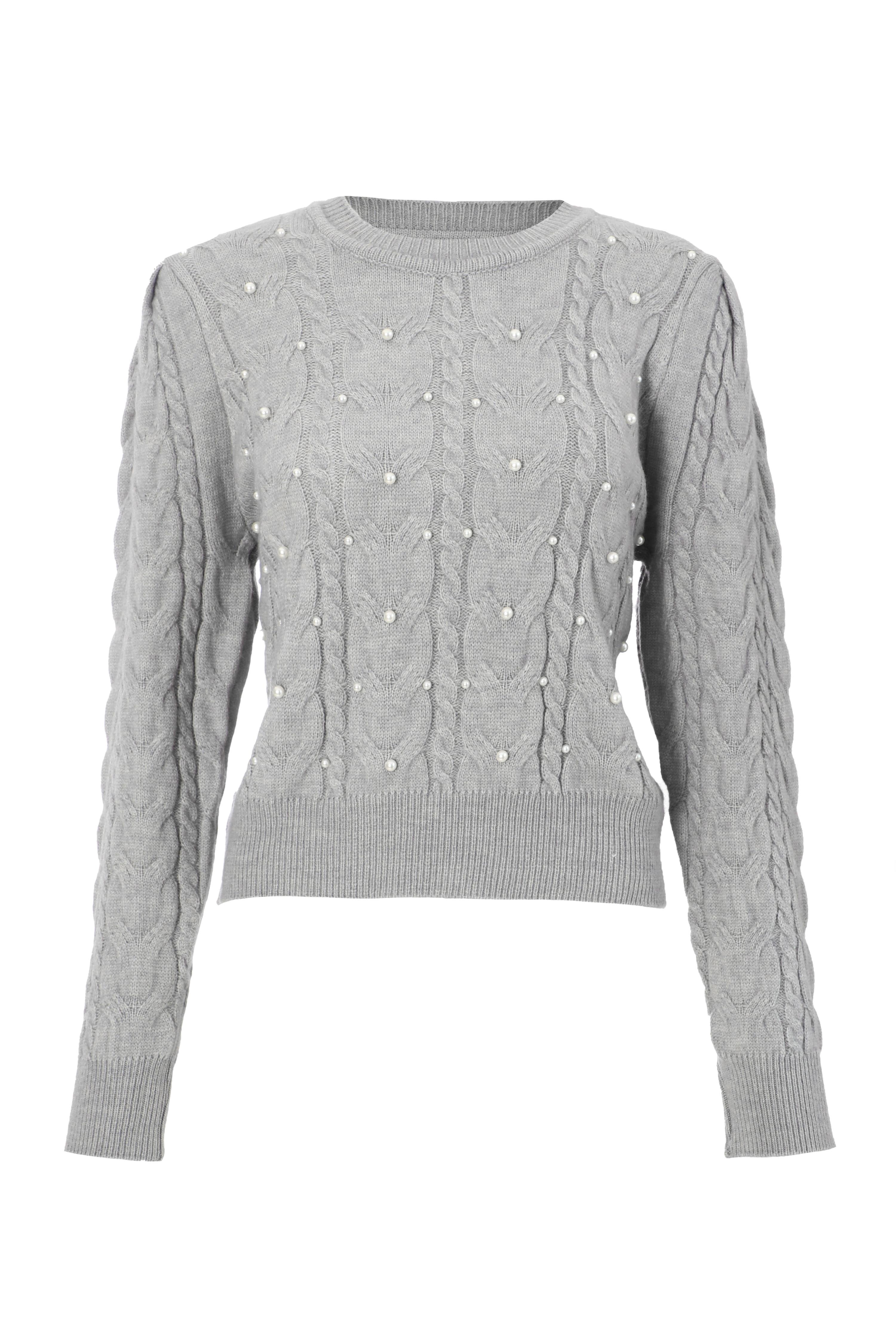 Grey jumper with outlet pearls