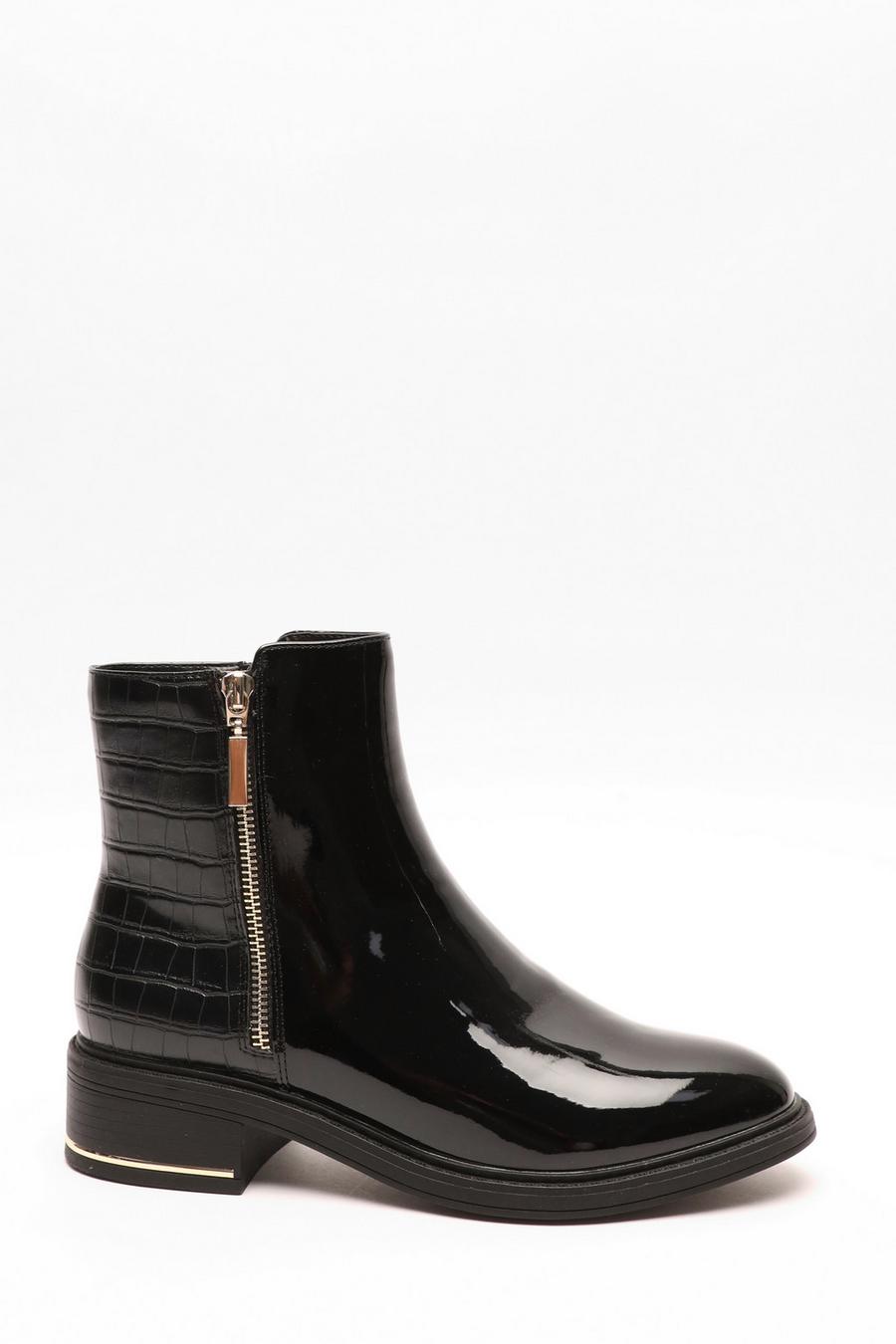 Black patent crocodile ankle cheap boots