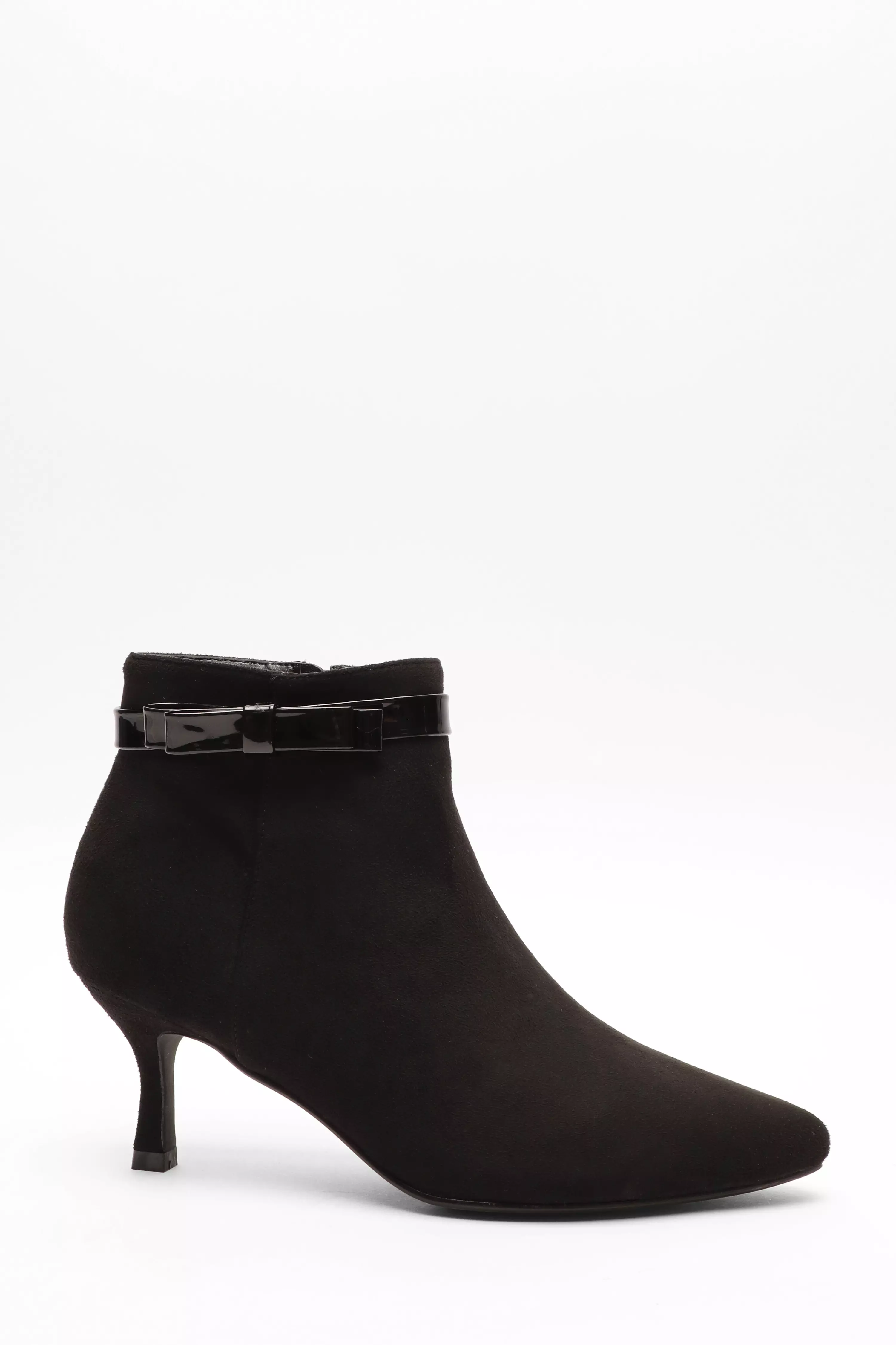 Wide Fit Black Bow Ankle Boot QUIZ Clothing