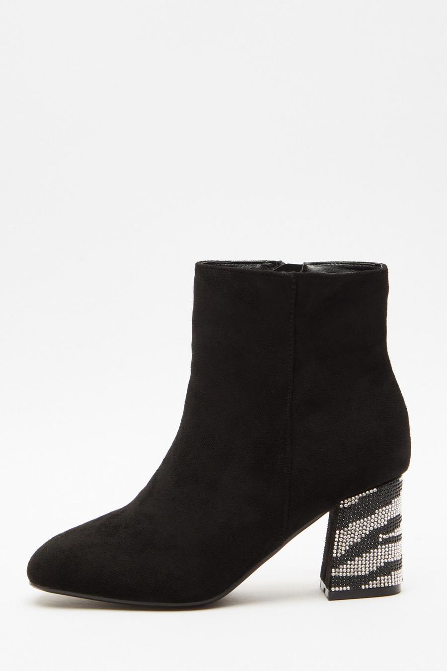 Diamante heel ankle clearance boots