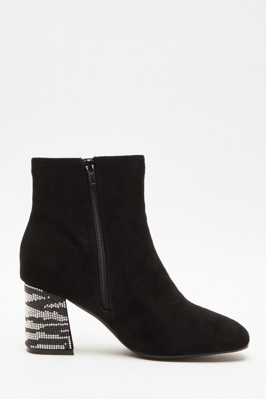 Diamante heel clearance boots