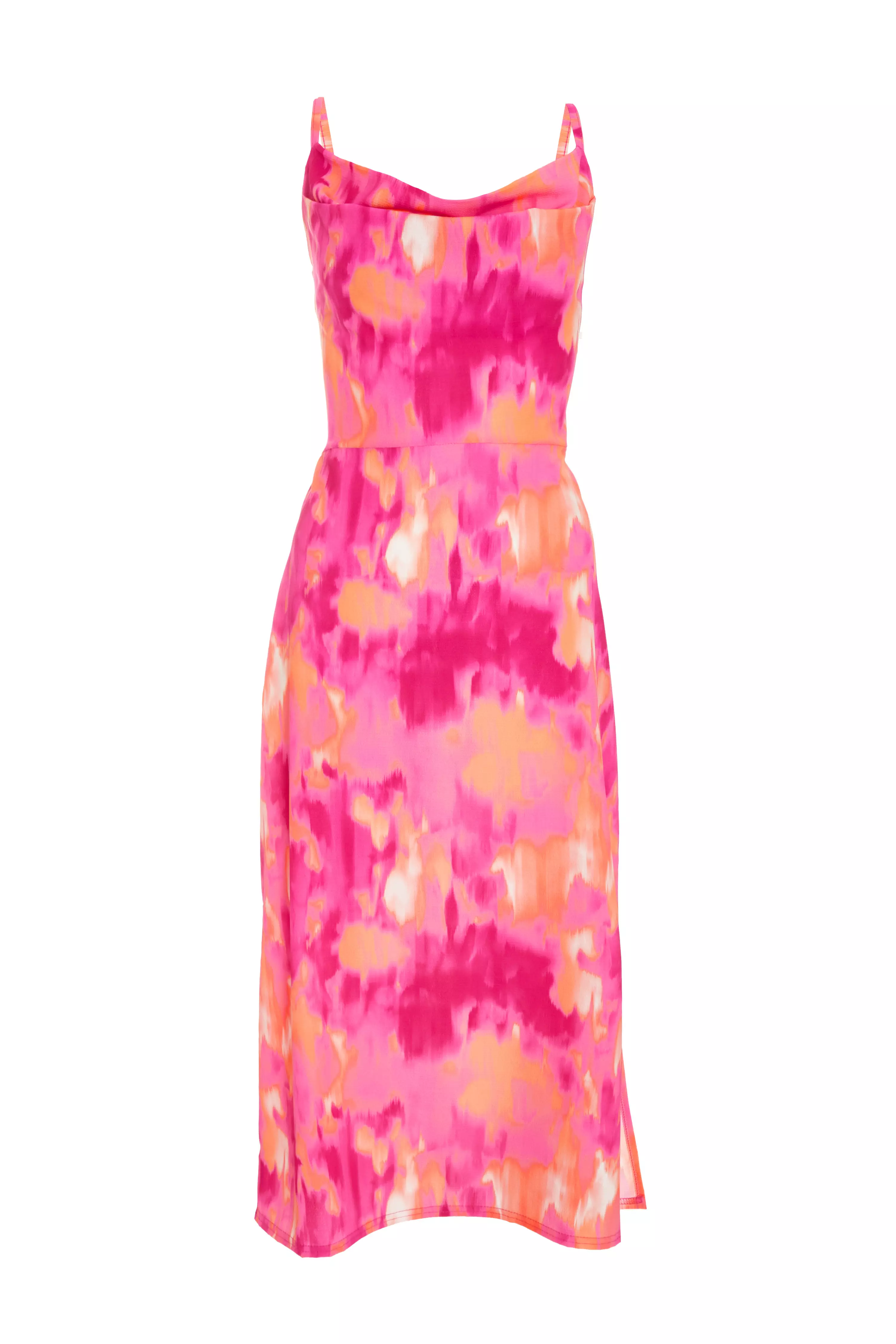 Pink Marble Tie Back Midi Dress - QUIZ Clothing