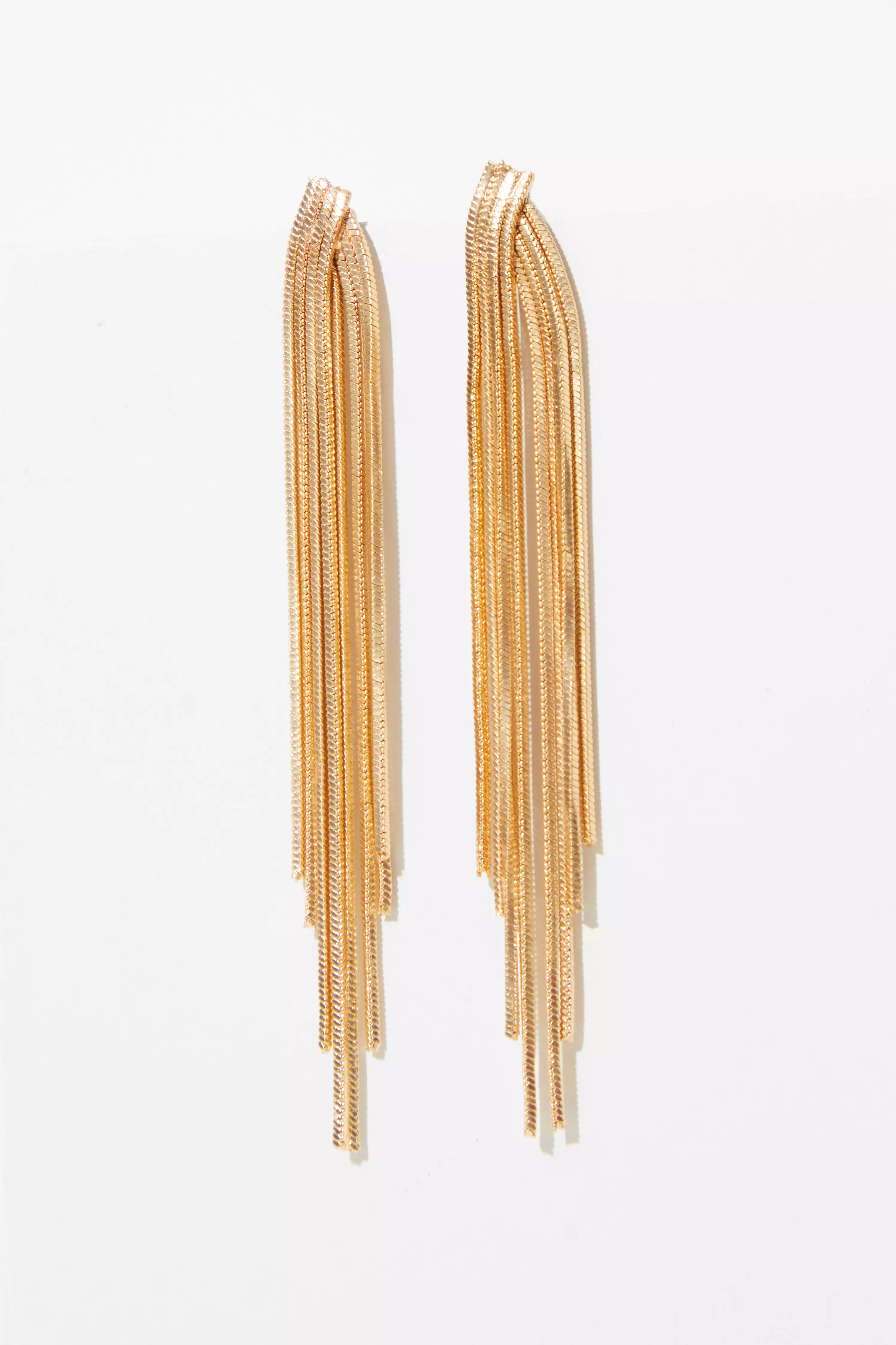 Gold Slinky Fringe Earrings QUIZ Clothing