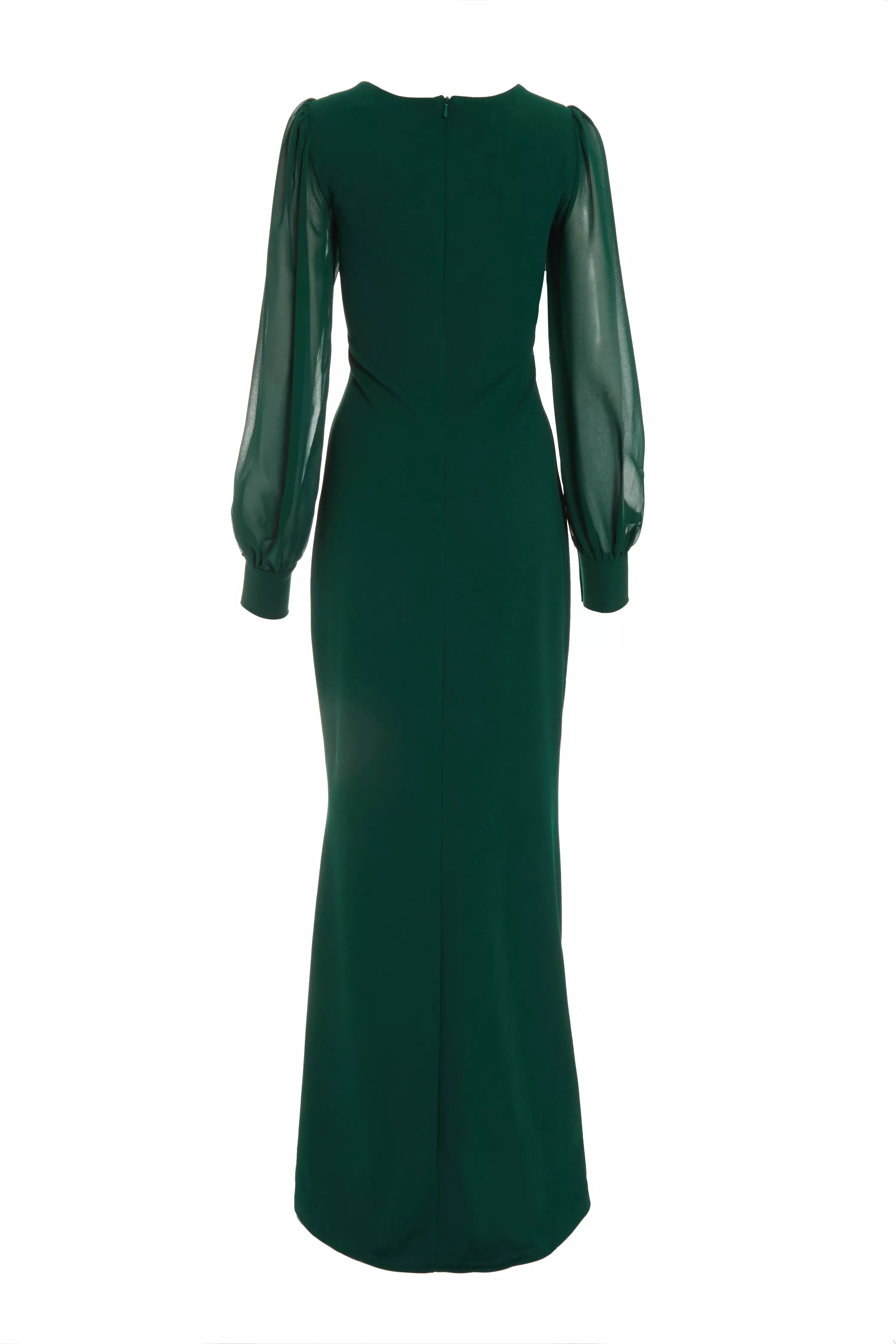 Green Chiffon Sleeve Maxi Dress - QUIZ Clothing