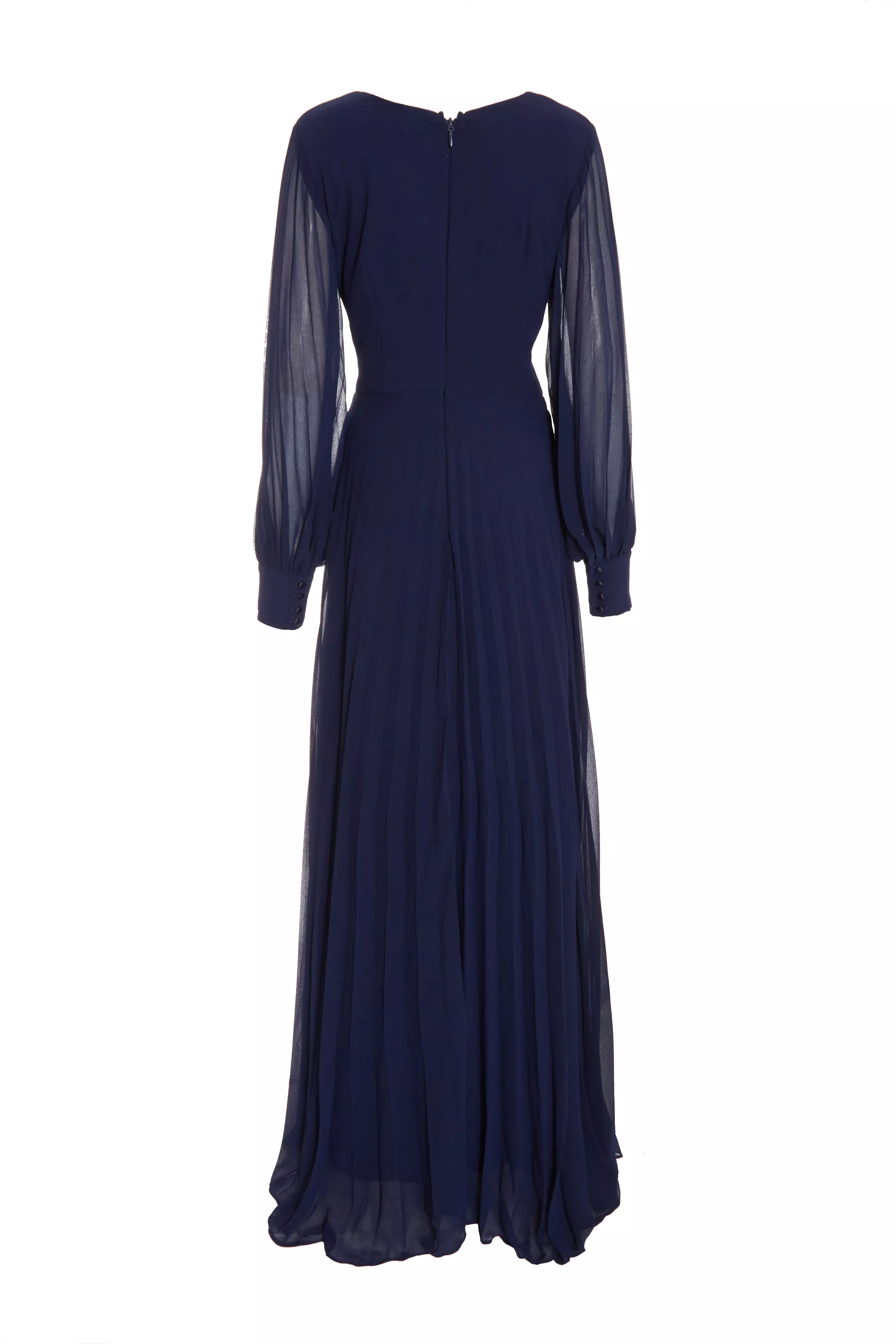 Navy Chiffon Pleated Maxi Dress - QUIZ Clothing