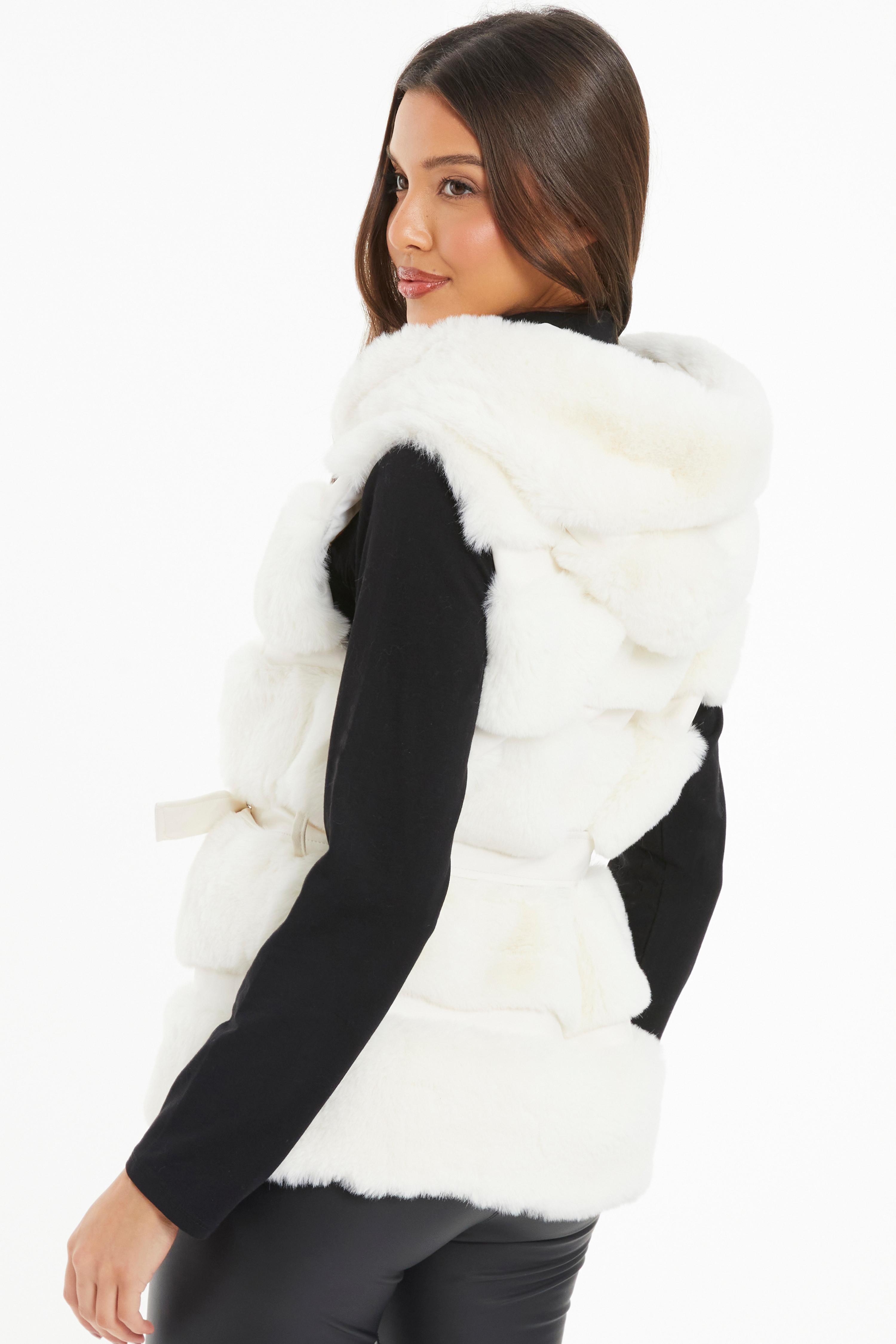 Faux fur hooded gilet uk online