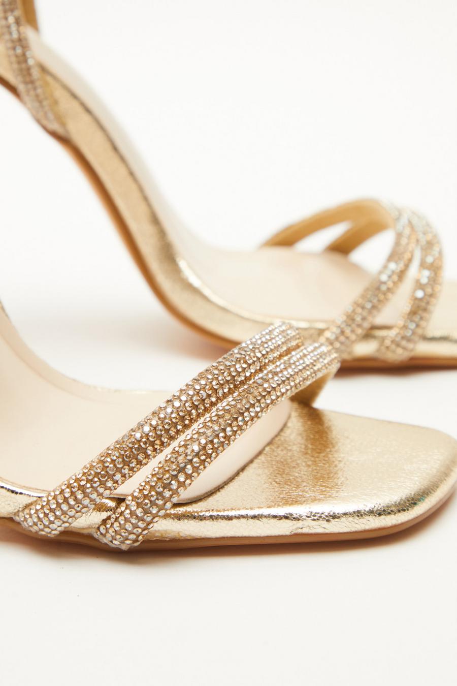 Clear strap gold on sale heels