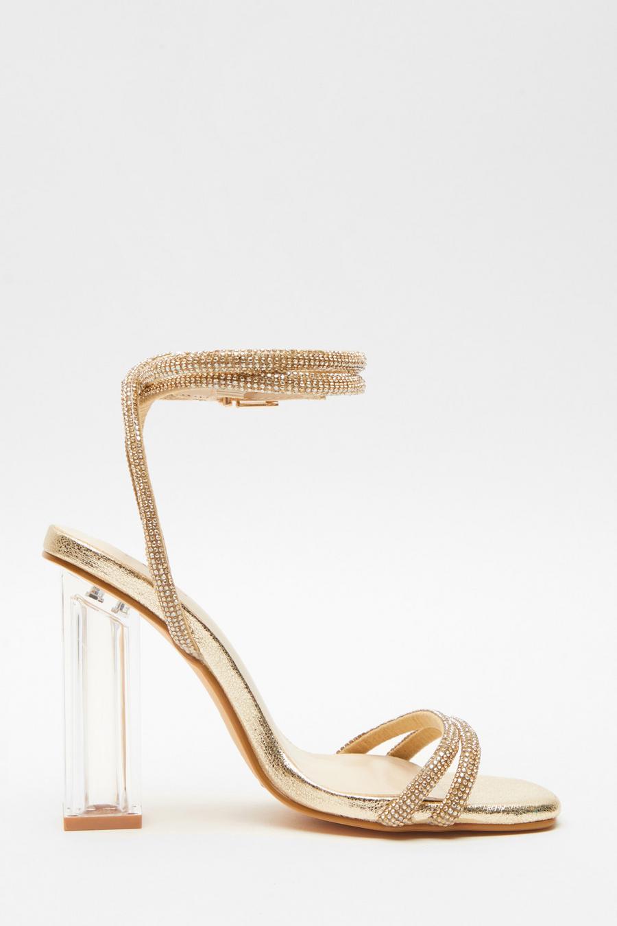 Clear gold hot sale block heels