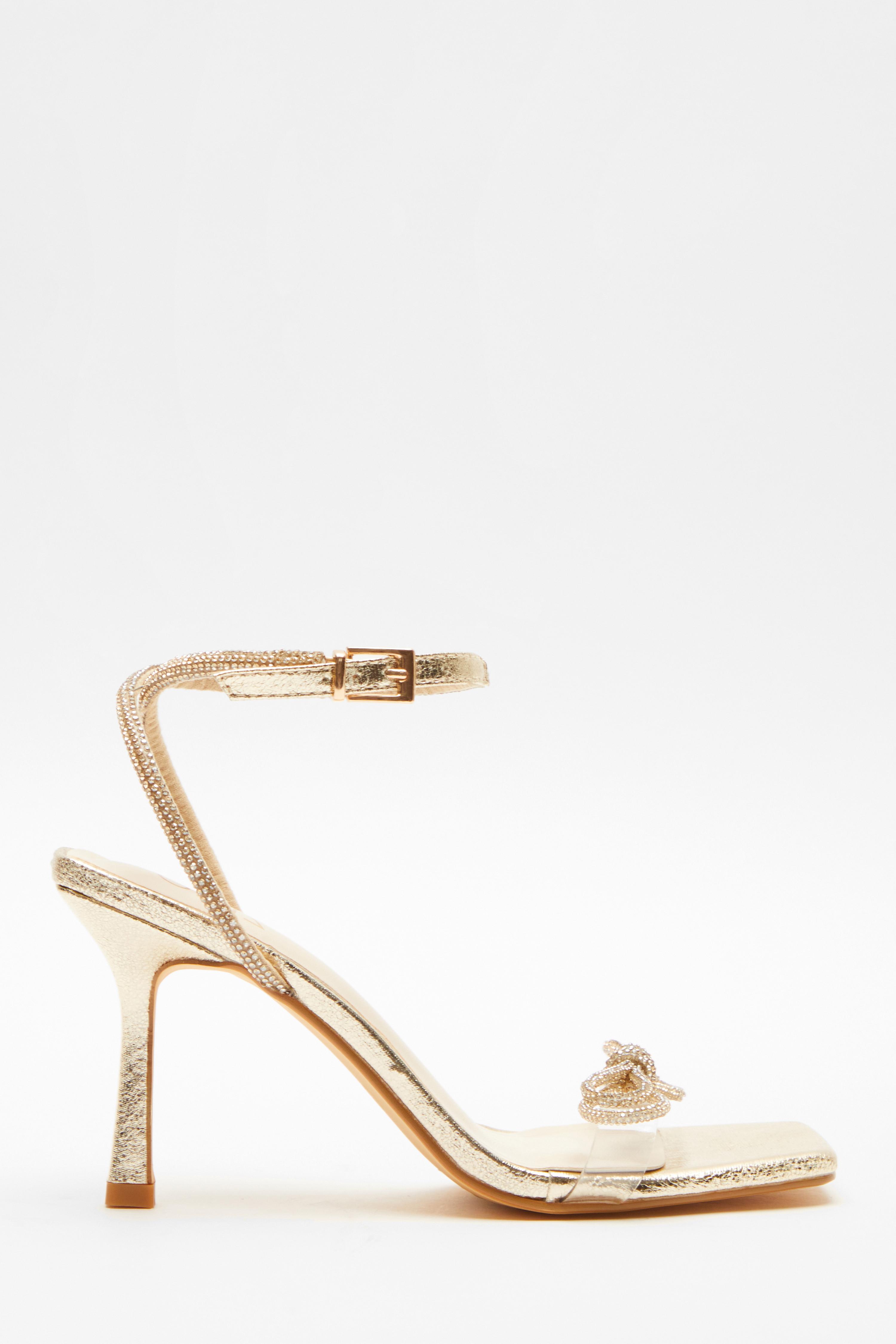 Gold heels hot sale with bow