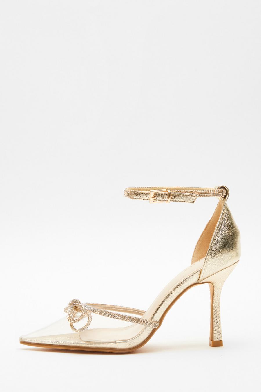 Clear and gold online heels