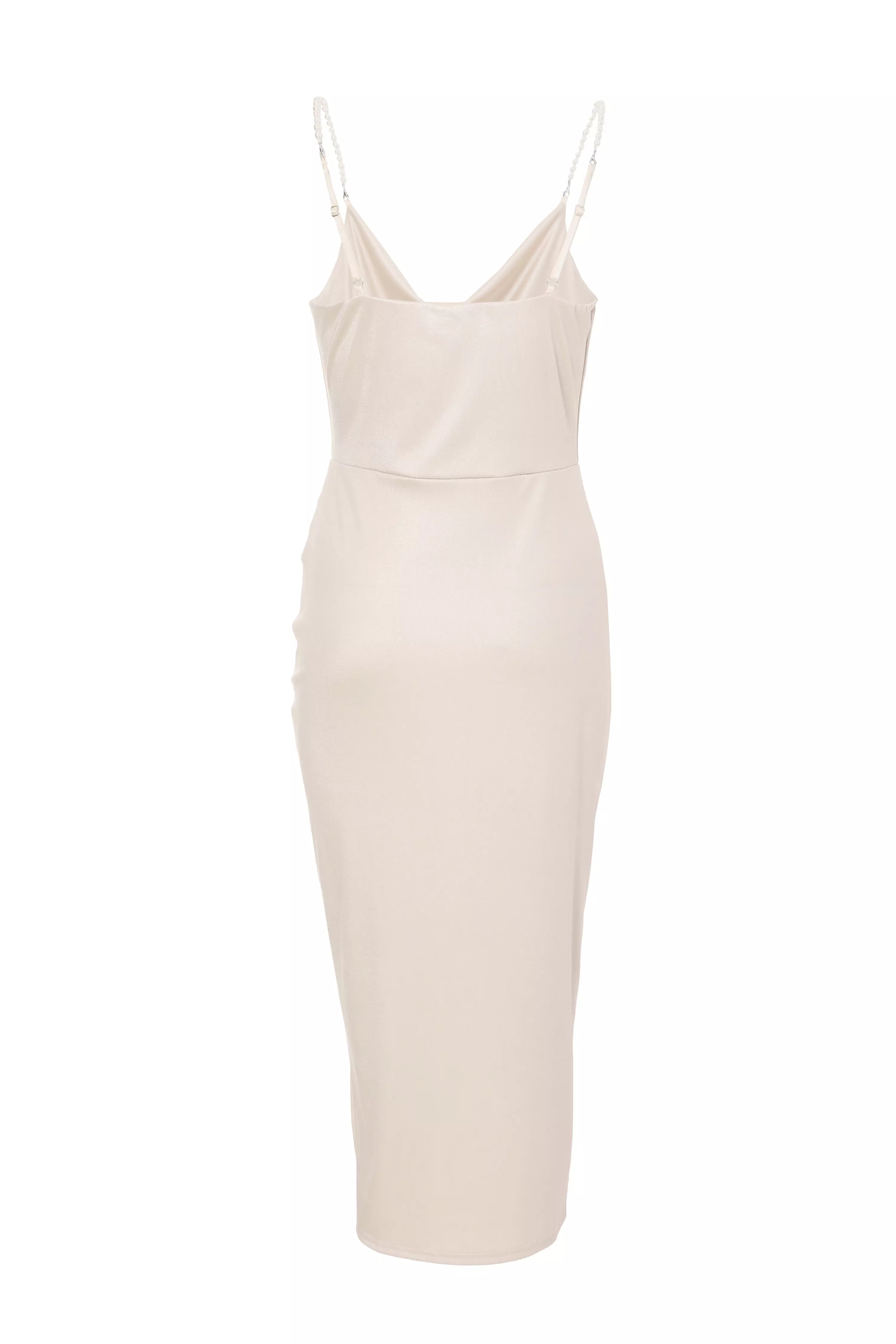 Champagne Shimmer Cowl Ruched Midi Dress - QUIZ Clothing