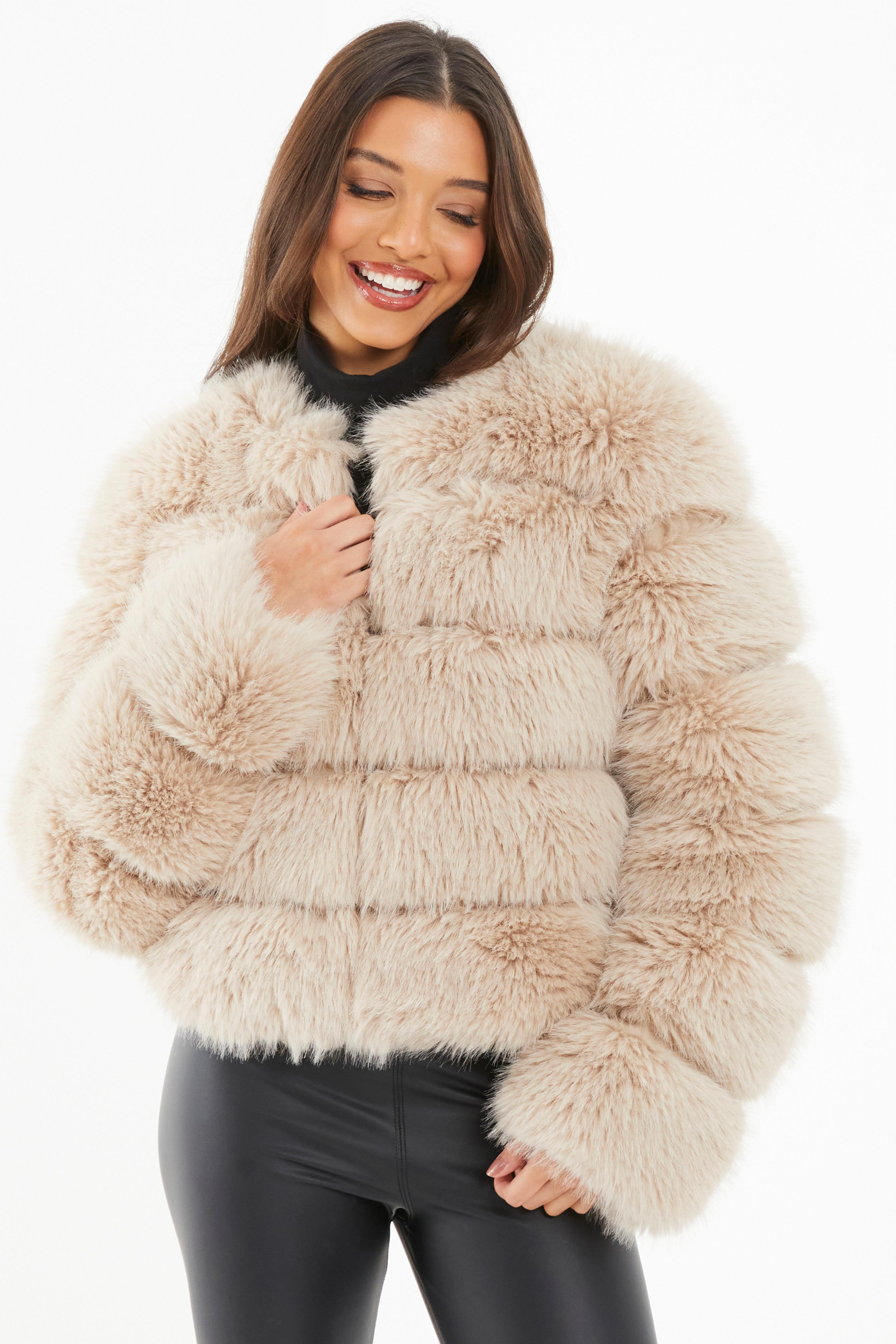 Jackets & Coats, Nwot Girls Pink Faux Fur Coat Lv Style Print Collar  Pockets