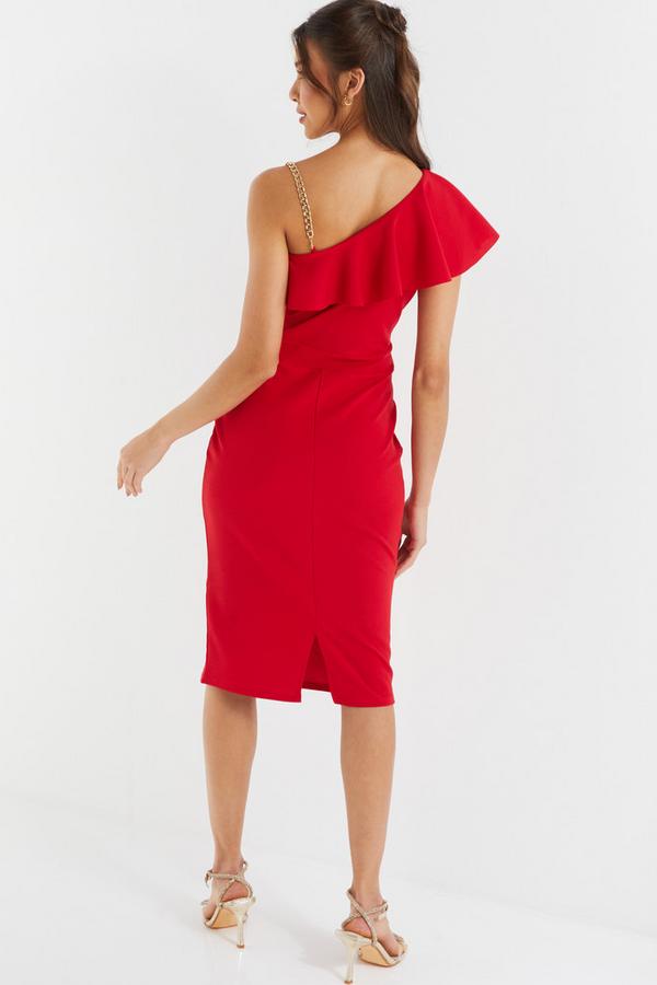 Red frill sale midi dress