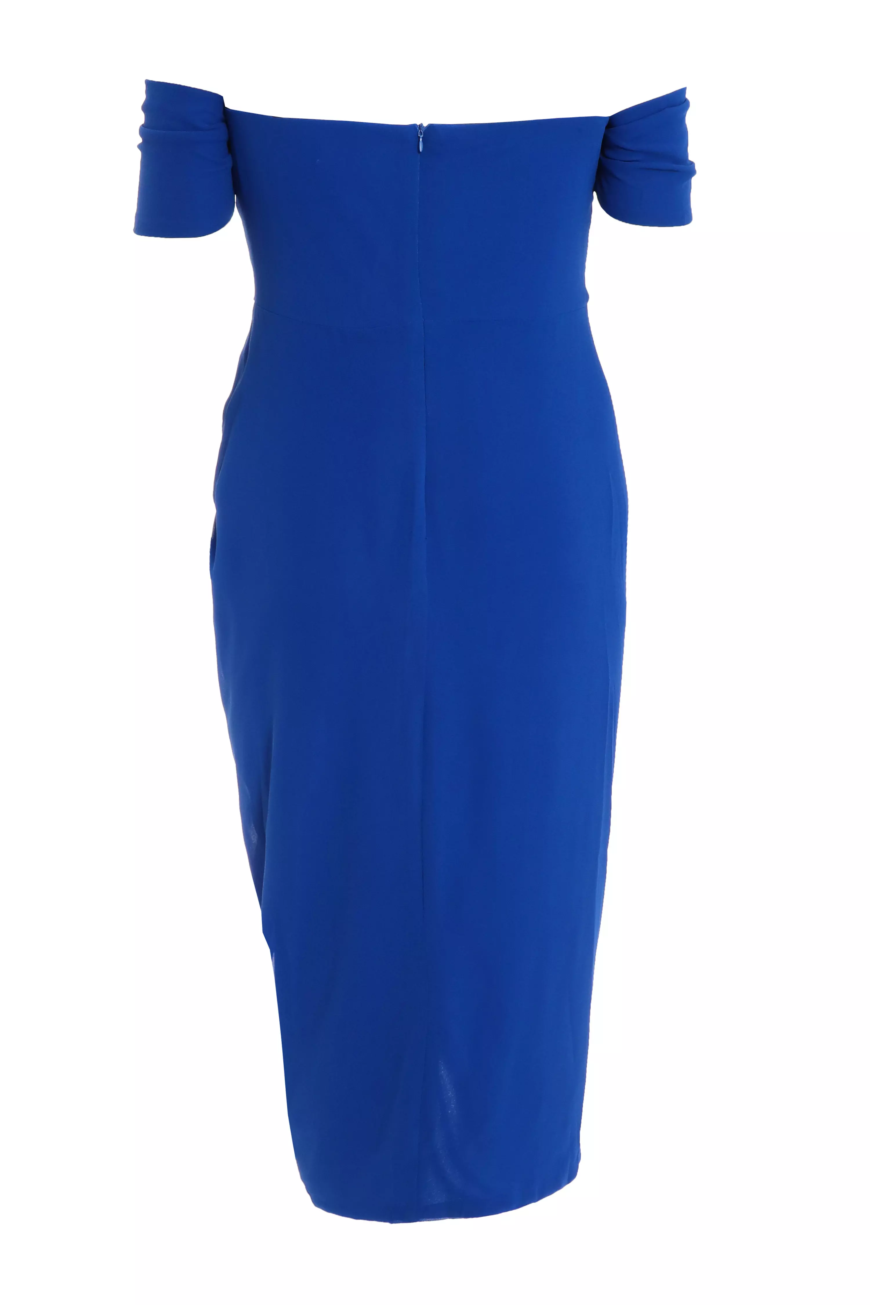 Curve Royal Blue Chiffon Bardot Midi Dress - QUIZ Clothing