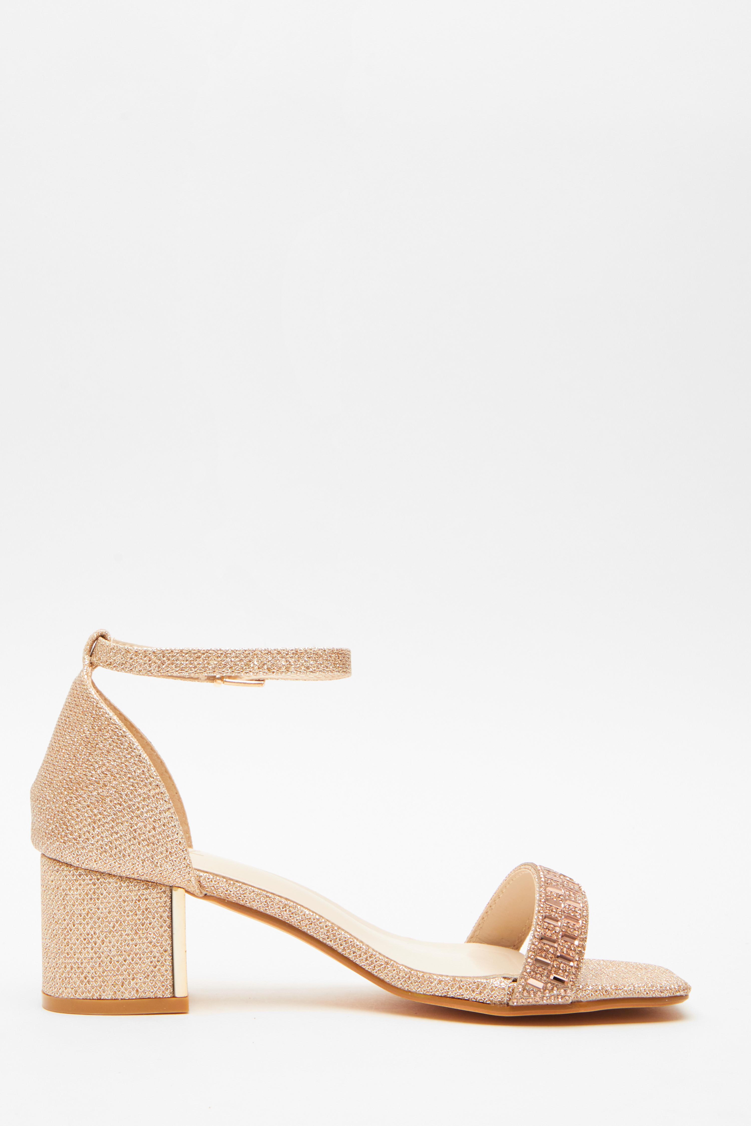 Rose gold best sale short block heels