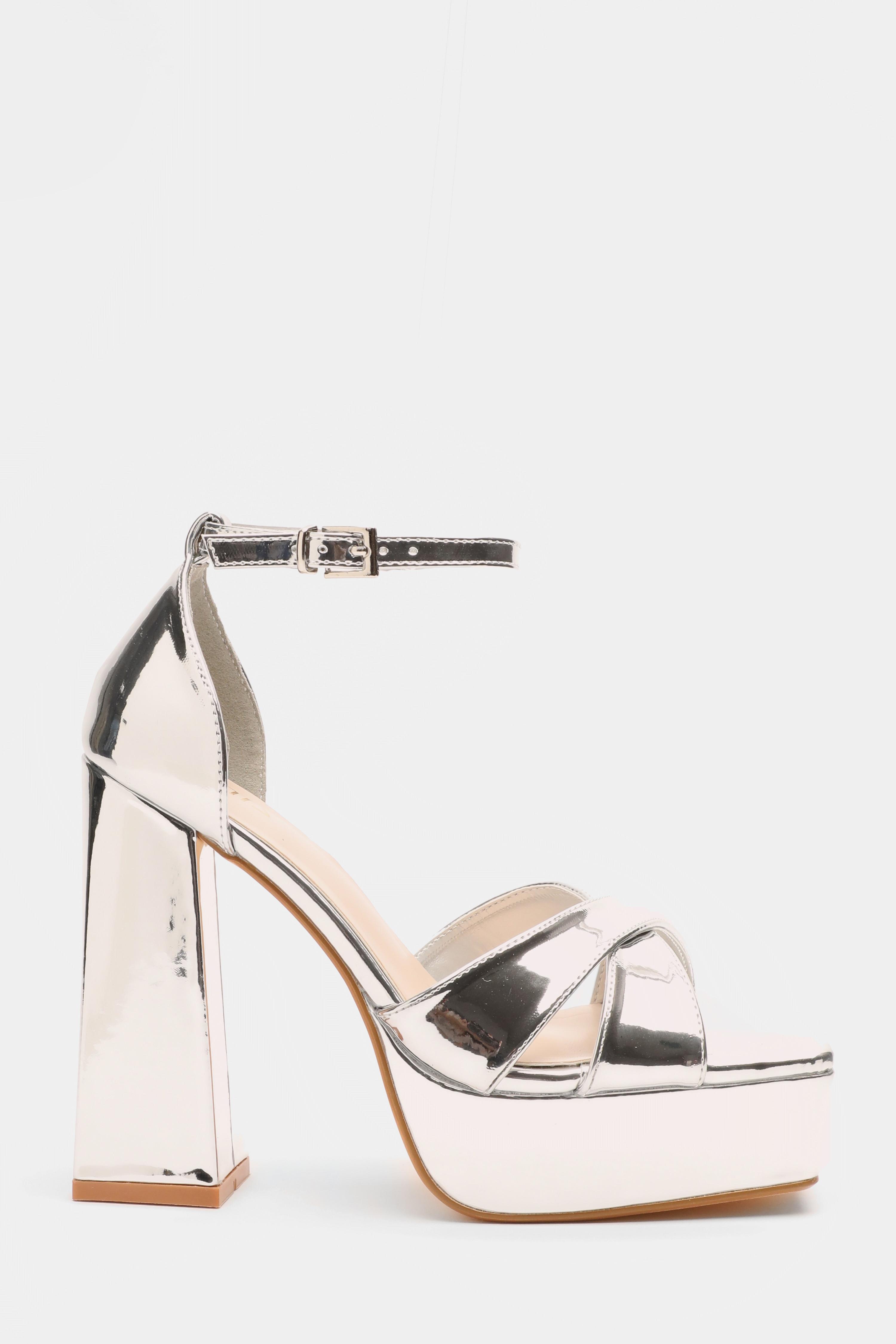 Silver metallic hot sale platform heels