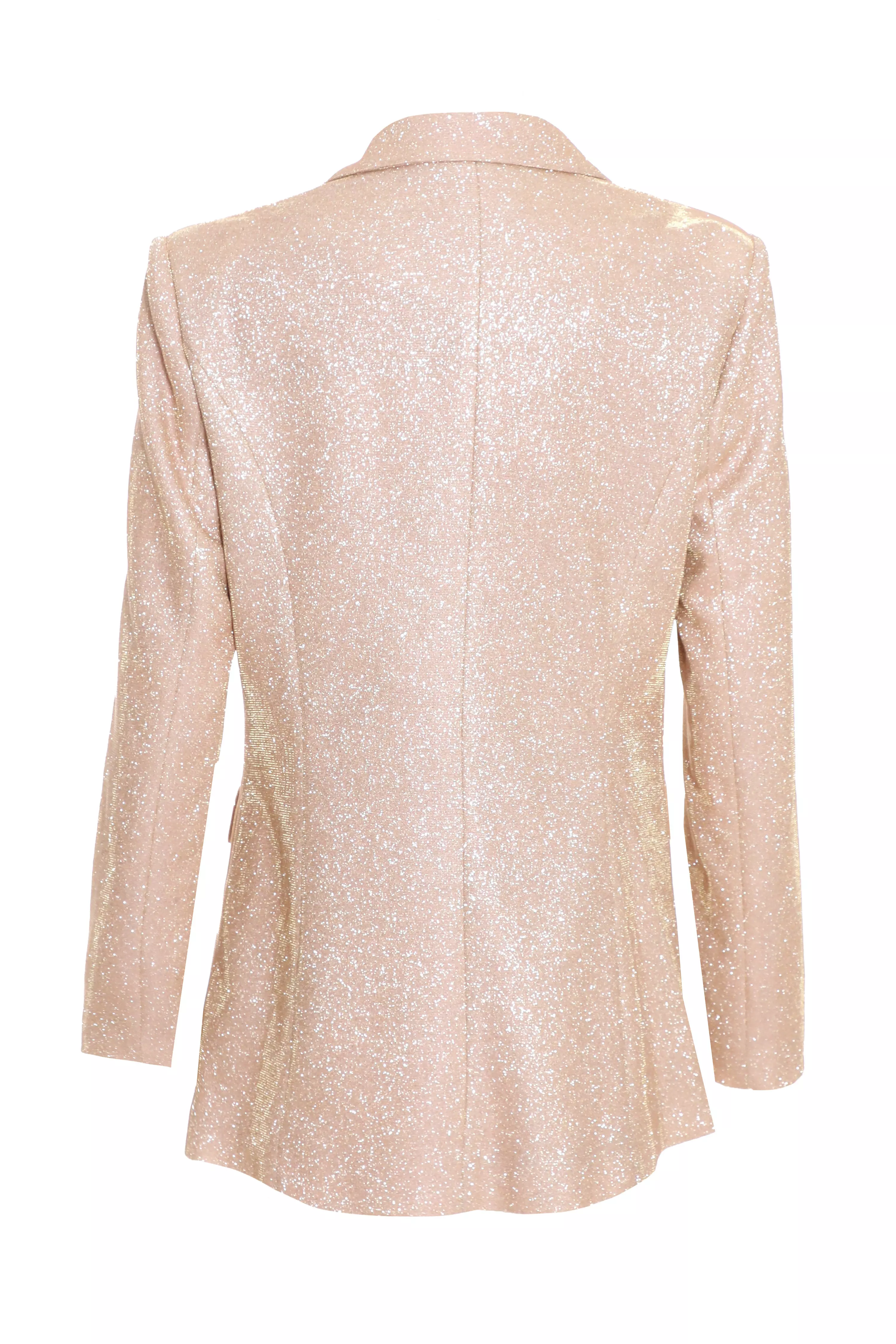 Champagne Glitter Tailored Blazer QUIZ Clothing