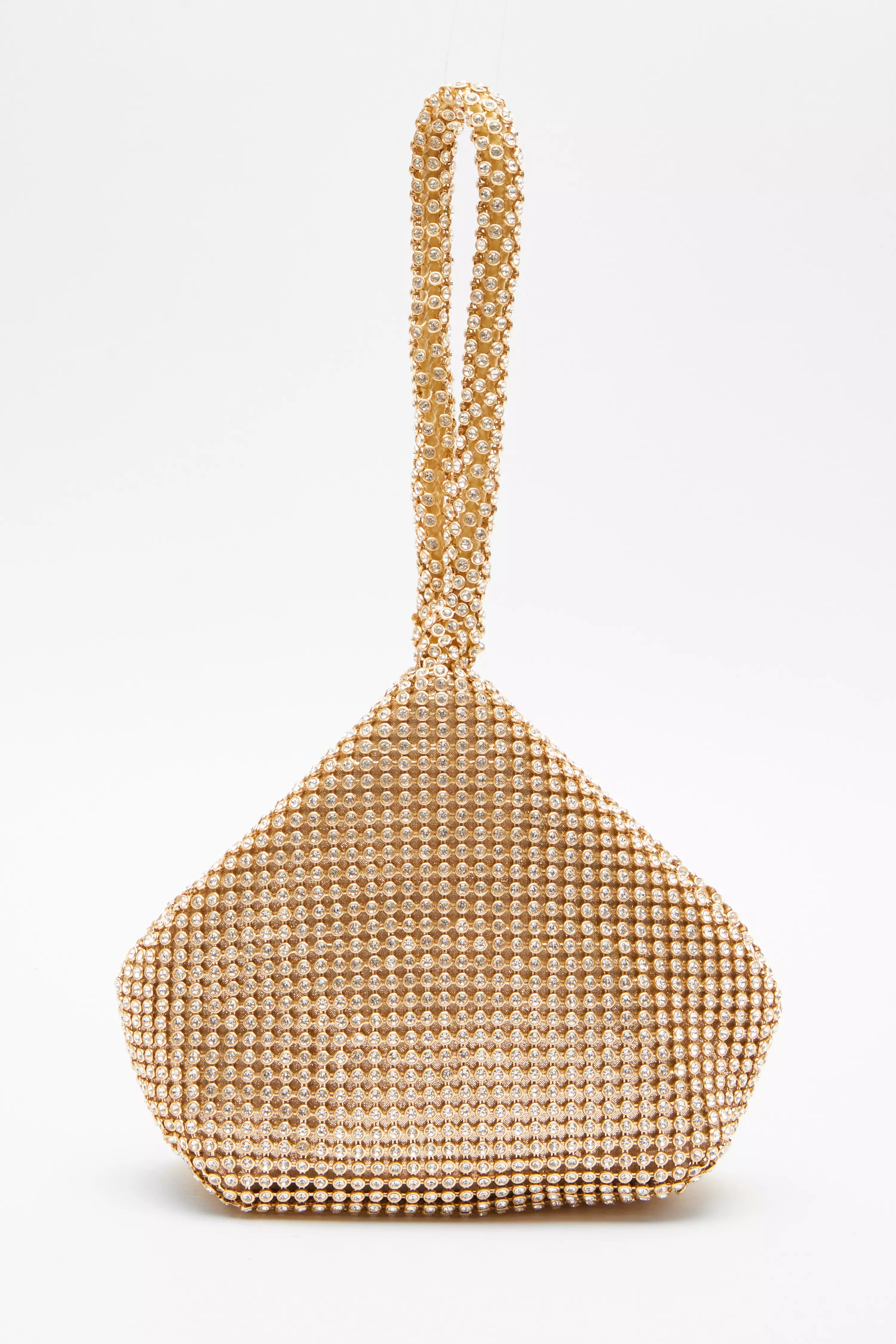 Gold Diamante Pouch Bag QUIZ Clothing